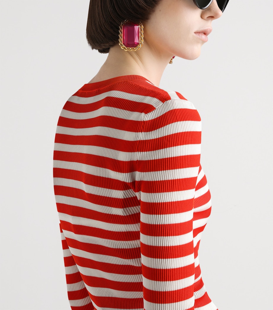Stripe Cardigan W8266-WHITE/RED Image 5