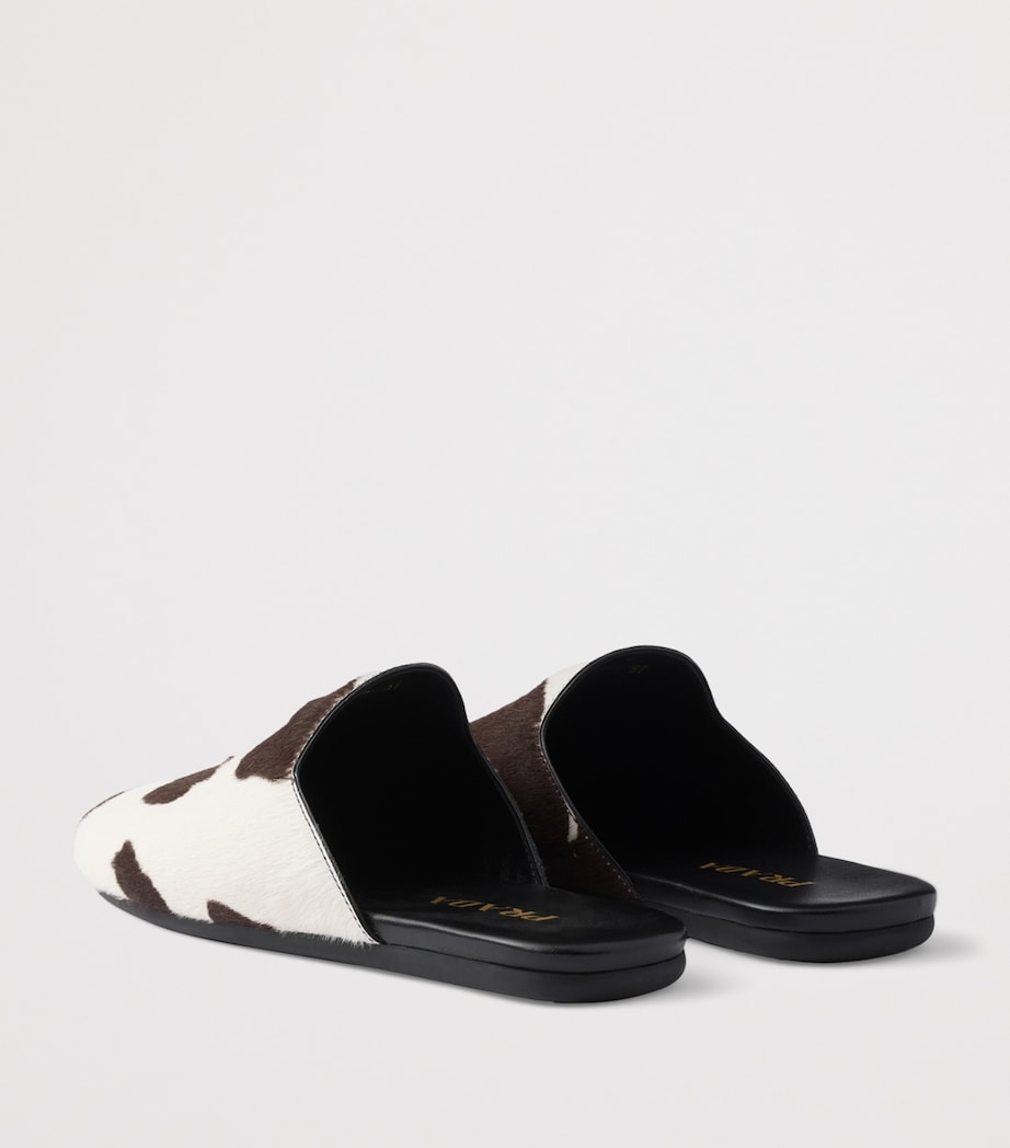 Leather Cow Print Mules F0G3N Image 4