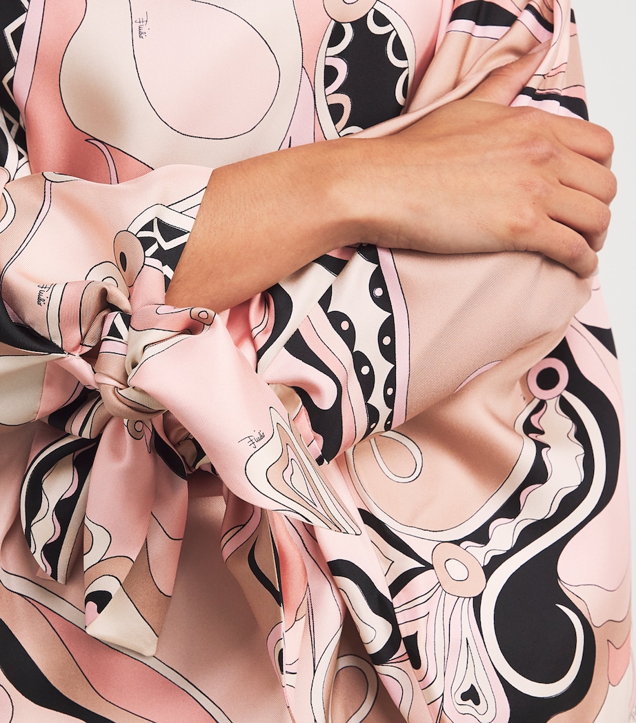 Silk Orchidee Print Maxi Kaftan 023 NUDE Image 6