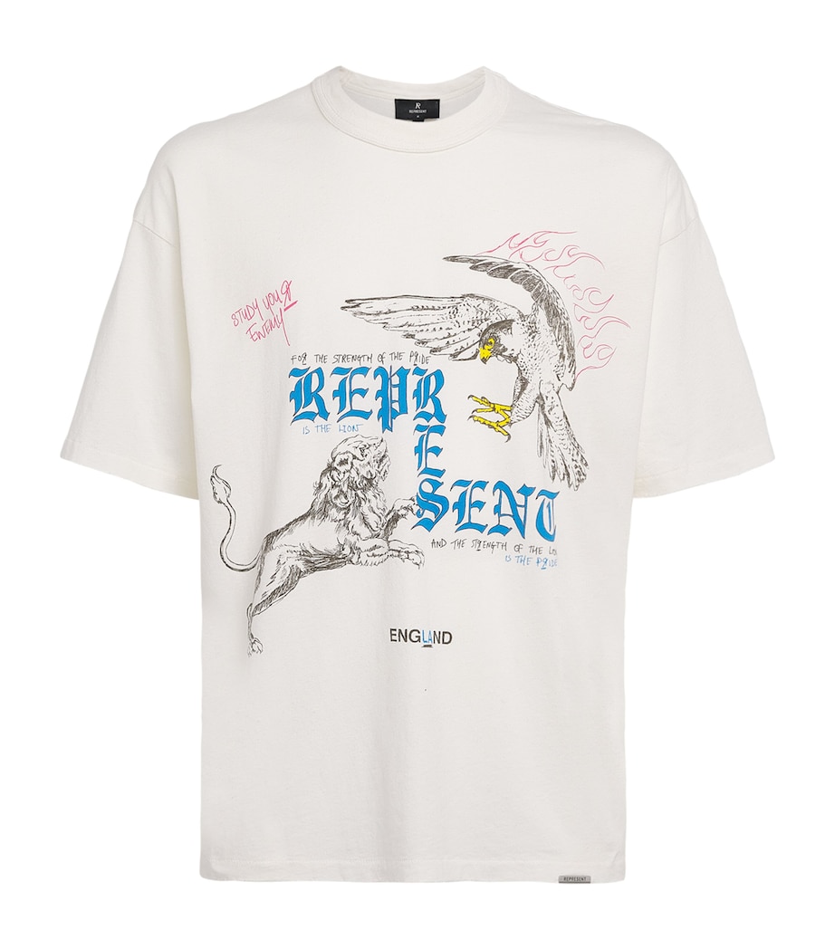 Represent Mens Organic Cotton-Hemp Printed T-Shirt Flat White Image 1