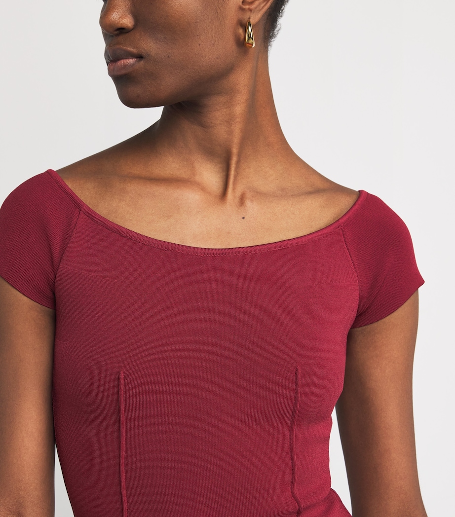 Milano-Knit Foin Compact Maxi Dress CHERRY Image 4