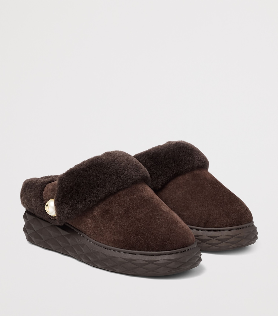Diamond Maxi Suede-Shearling Mules V CHOCOLATE/CHOCOLAT Image 2
