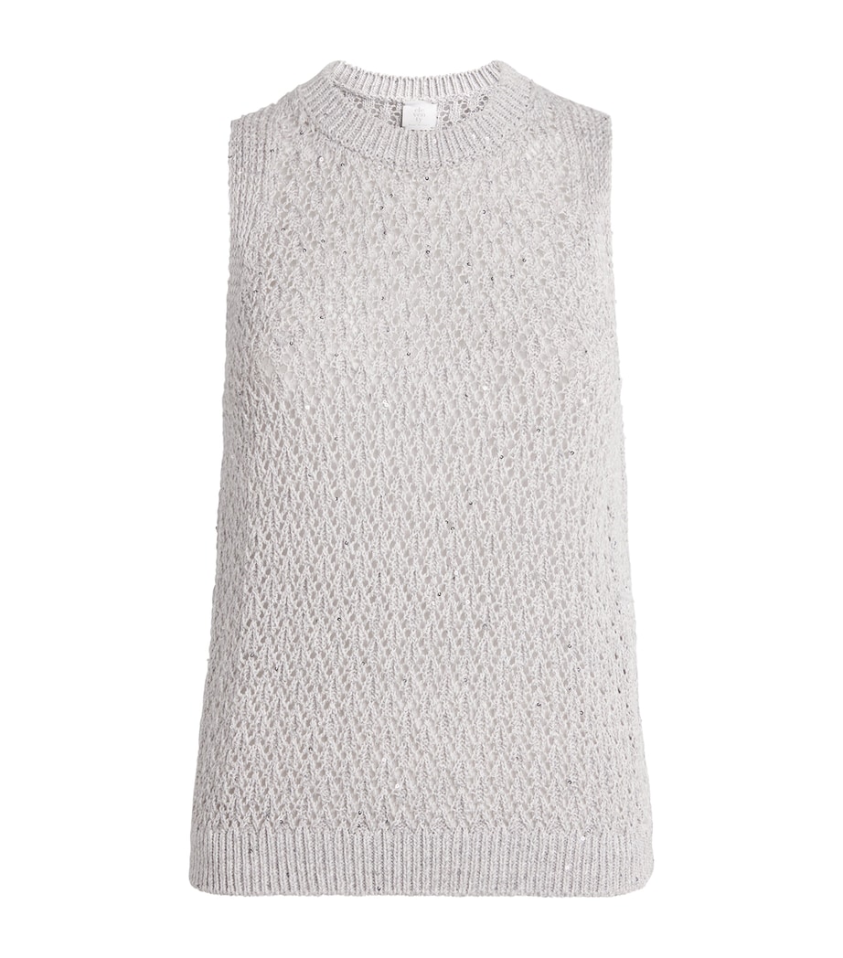 Linen-Blend Sequin-Embellished Sweater Vest GRIGIO PERLA Image 1
