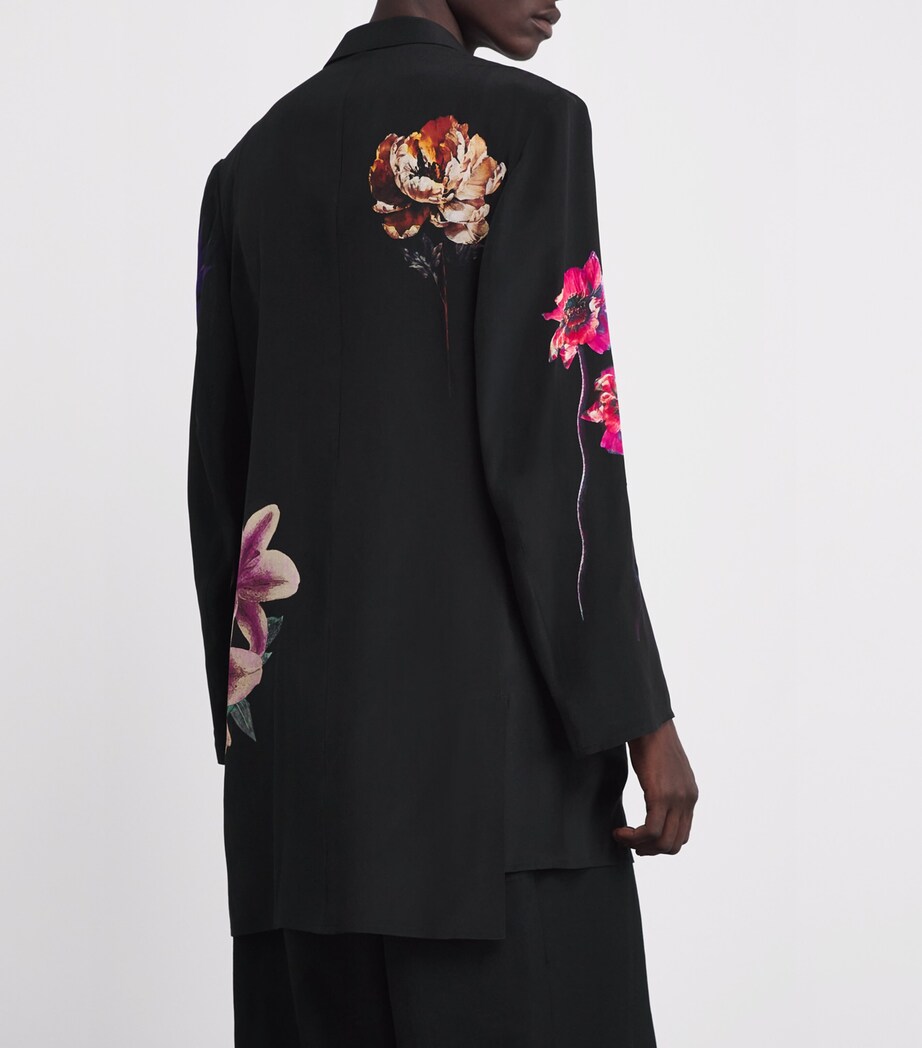 Yohji Yamamoto Mens Silk Flower Blazer Black Image 4