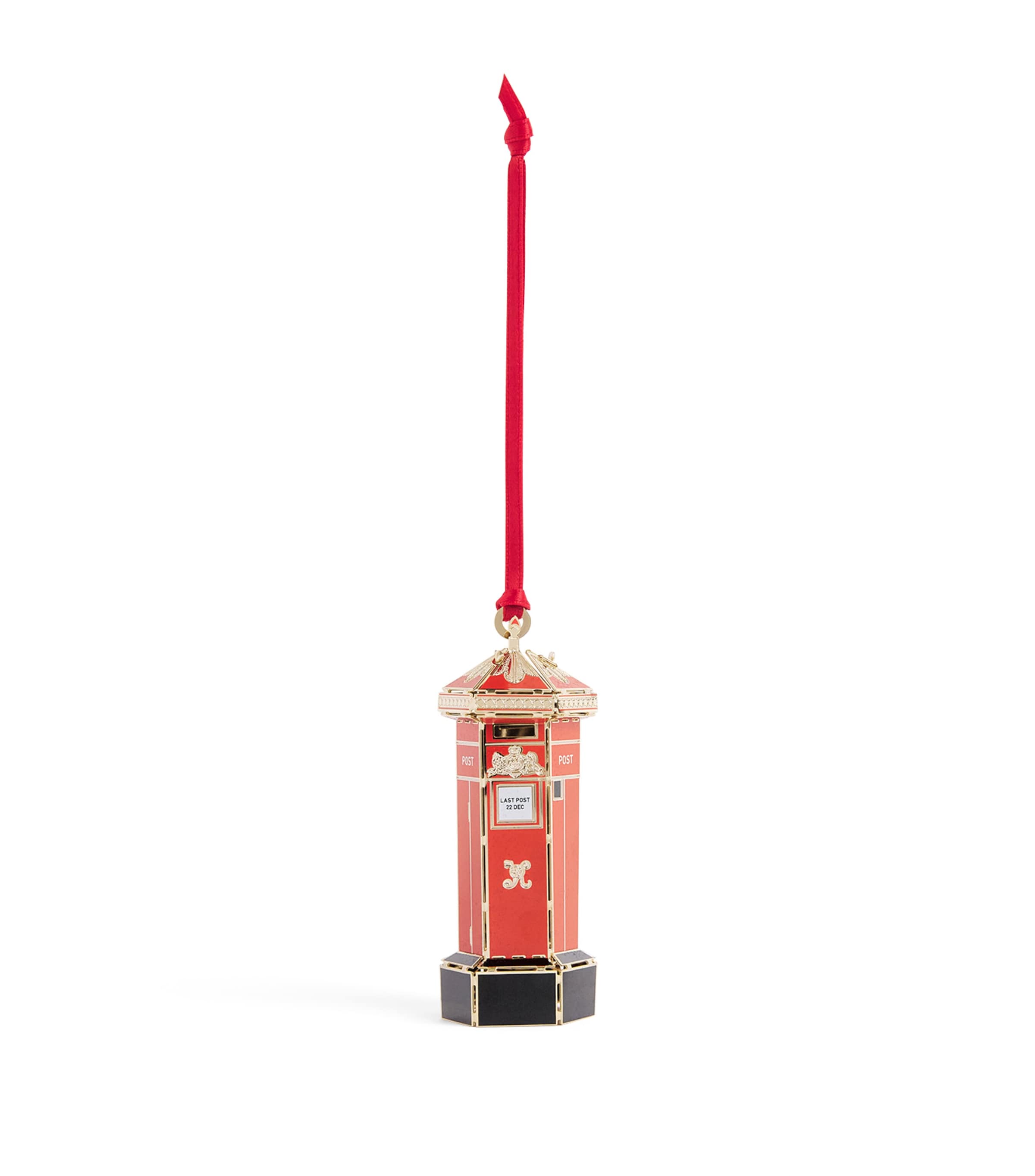 The London Christmas Company Postbox Tree Decoration Gold, Red, Black Image 1
