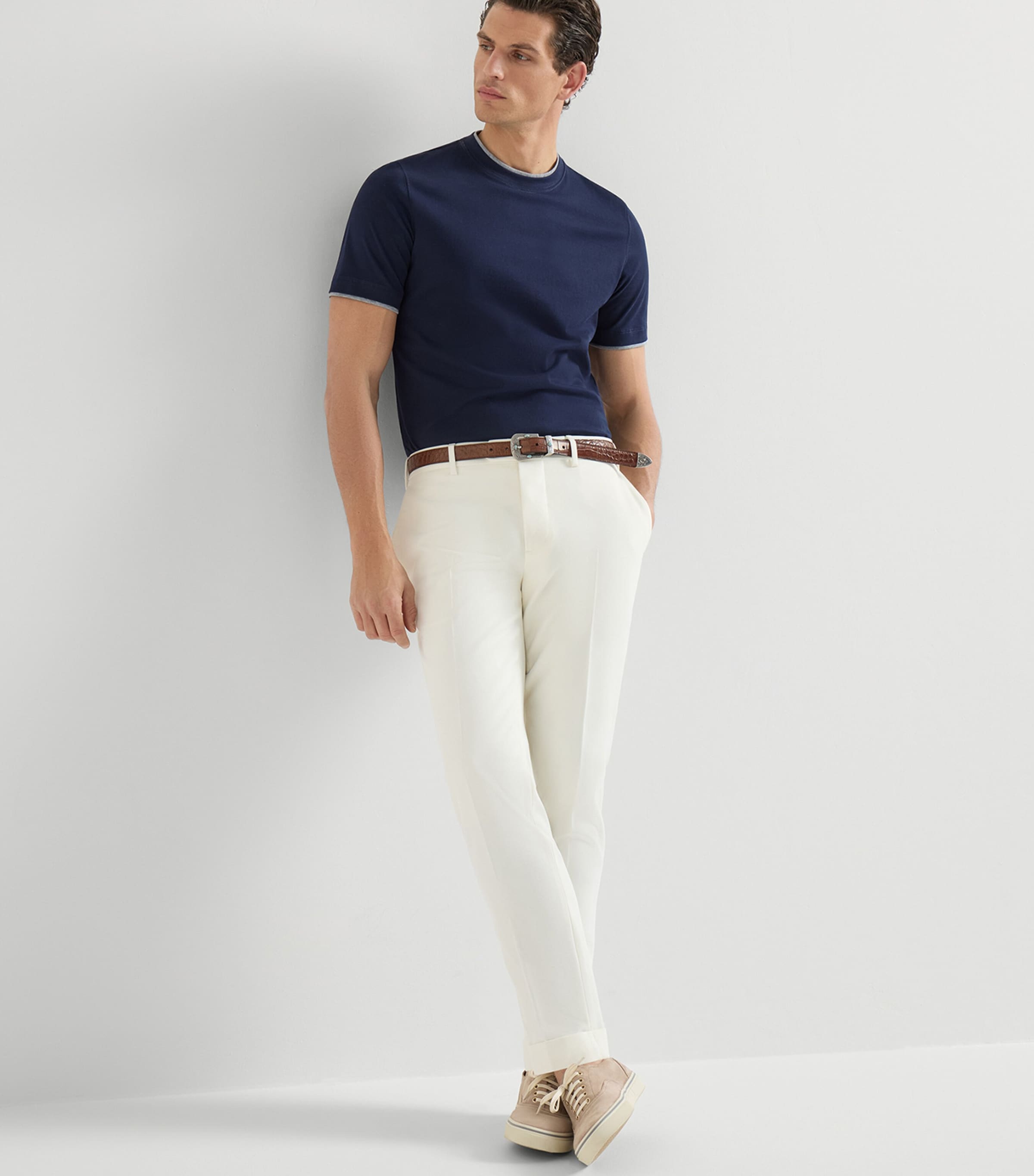 Brunello Cucinelli Mens Cotton-Virgin Wool Trousers Image 5