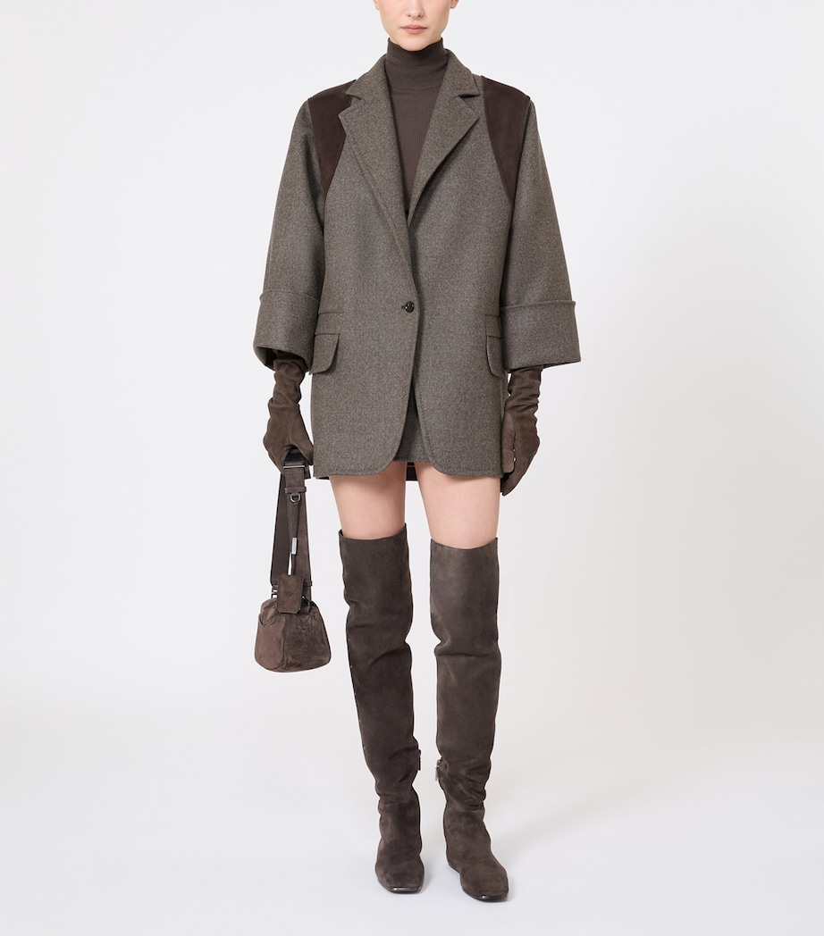 Max Mara Womens Virgin Wool Mini Skirt Brown Grey Image 2