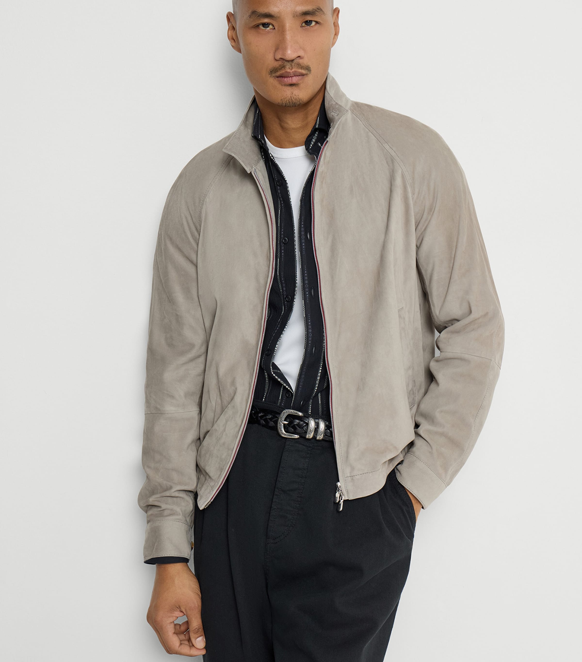 Brunello Cucinelli Mens Suede Two-Way Zip Jacket Image 4