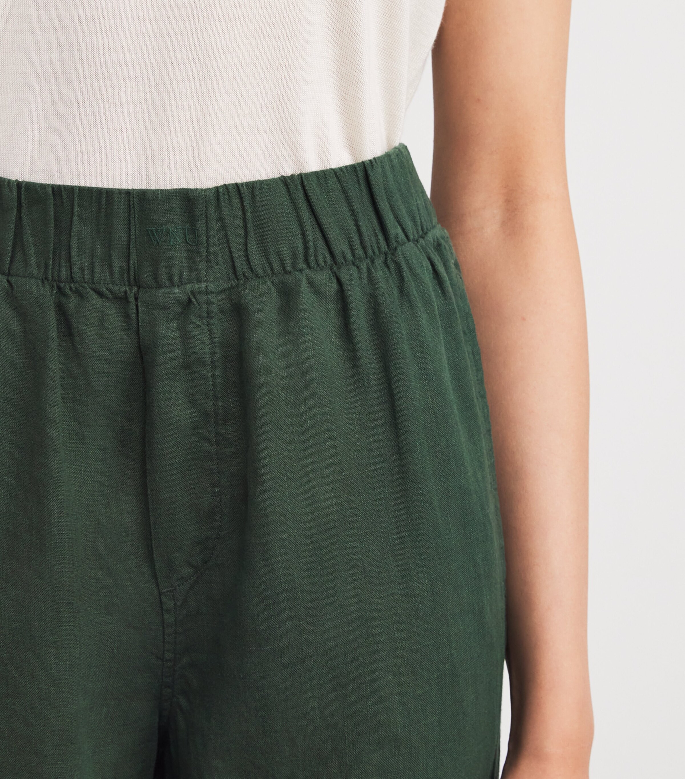 With Nothing Underneath Womens Linen The Palazzo Trousers Hunter Green Image 6