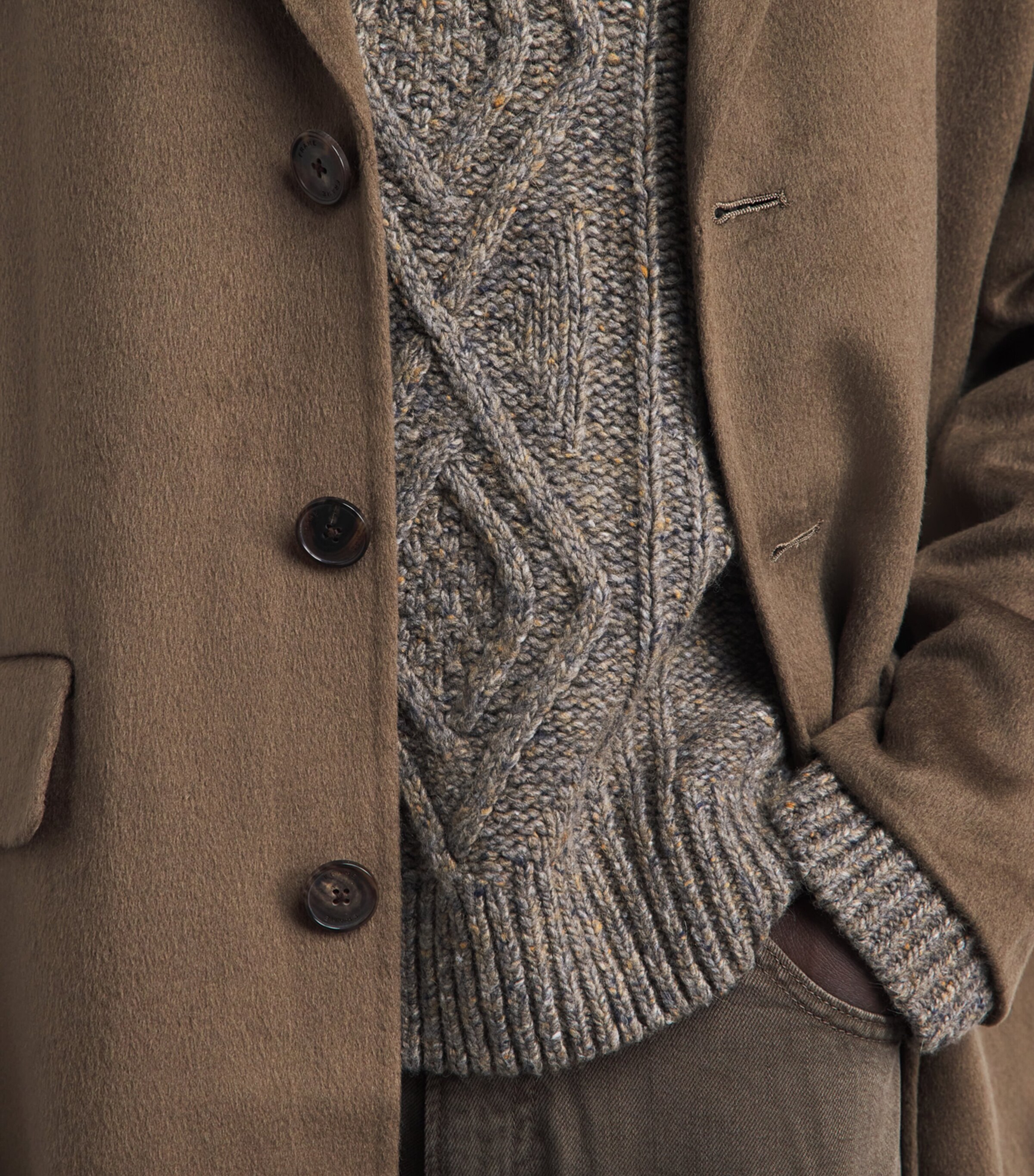 FRAME Mens Wool Overcoat Soft Taupe Image 3