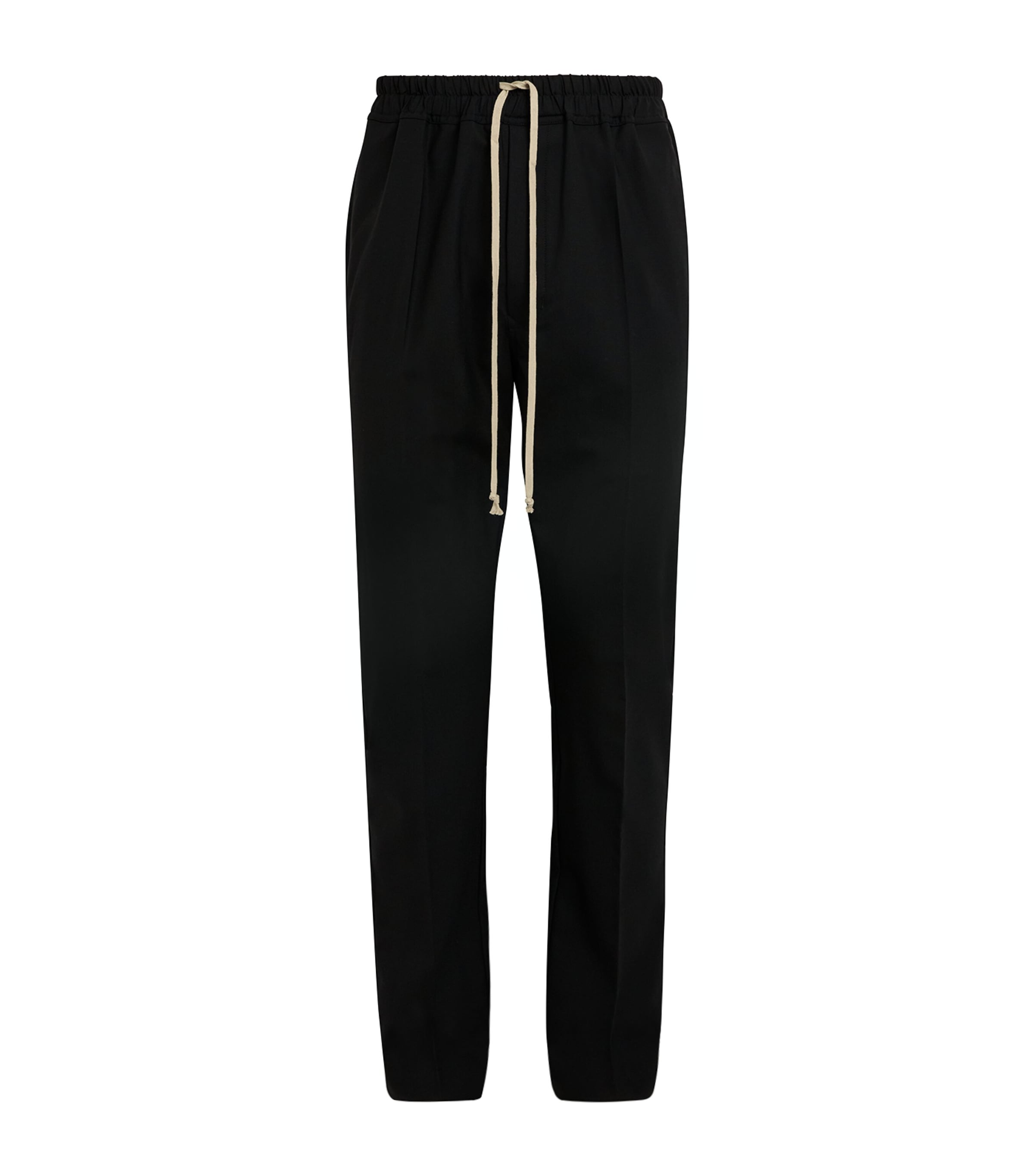 Rick Owens Mens Wool-Blend Slim Drawstring Trousers Black Image 1