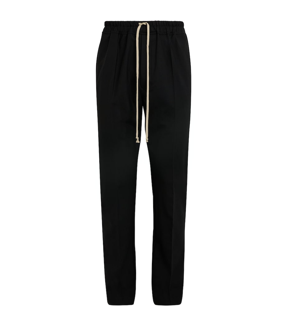 Rick Owens Mens Wool-Blend Slim Drawstring Trousers Black Image 1