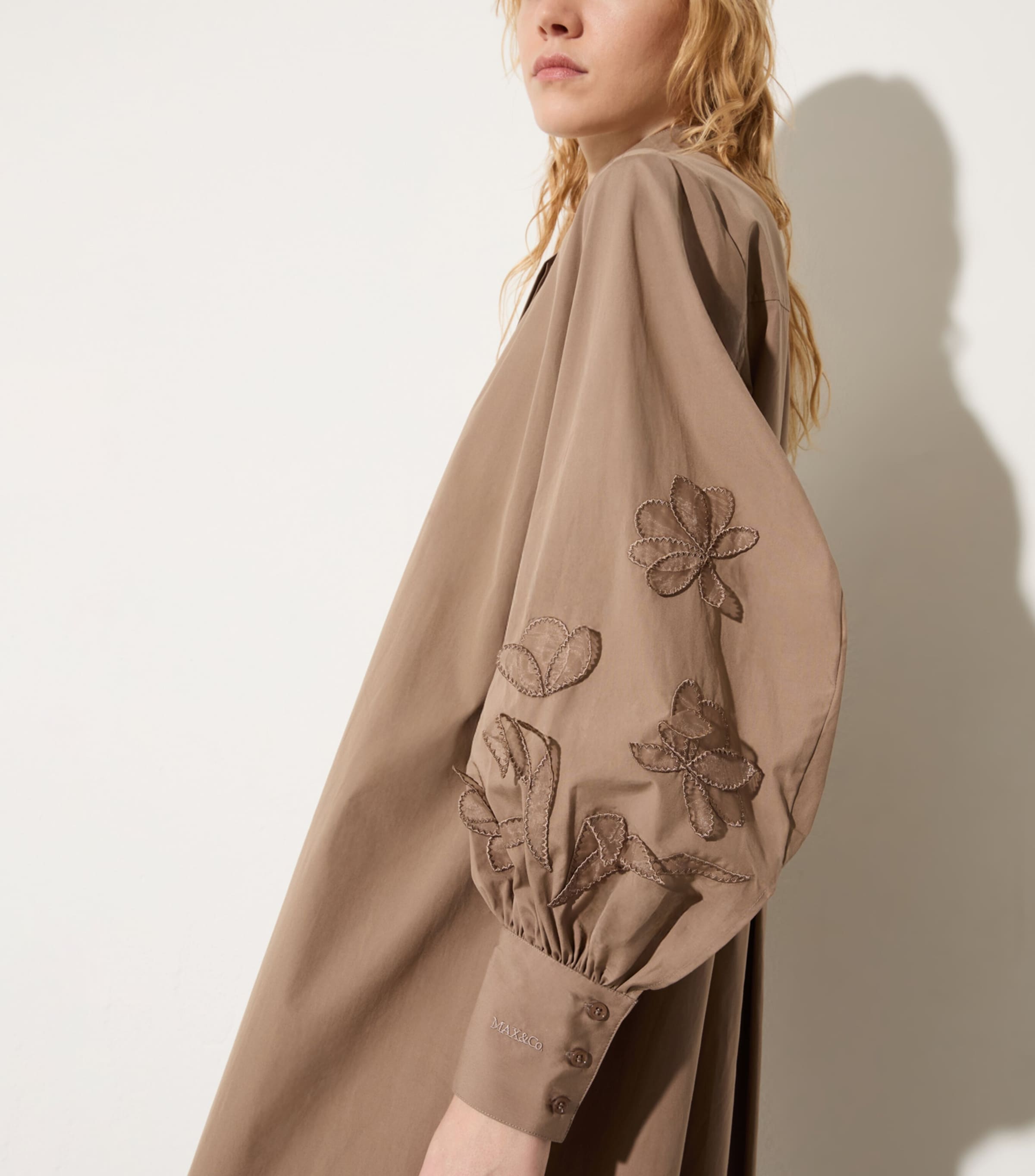 Cotton Appliqué Midi Dress COCOA Image 5