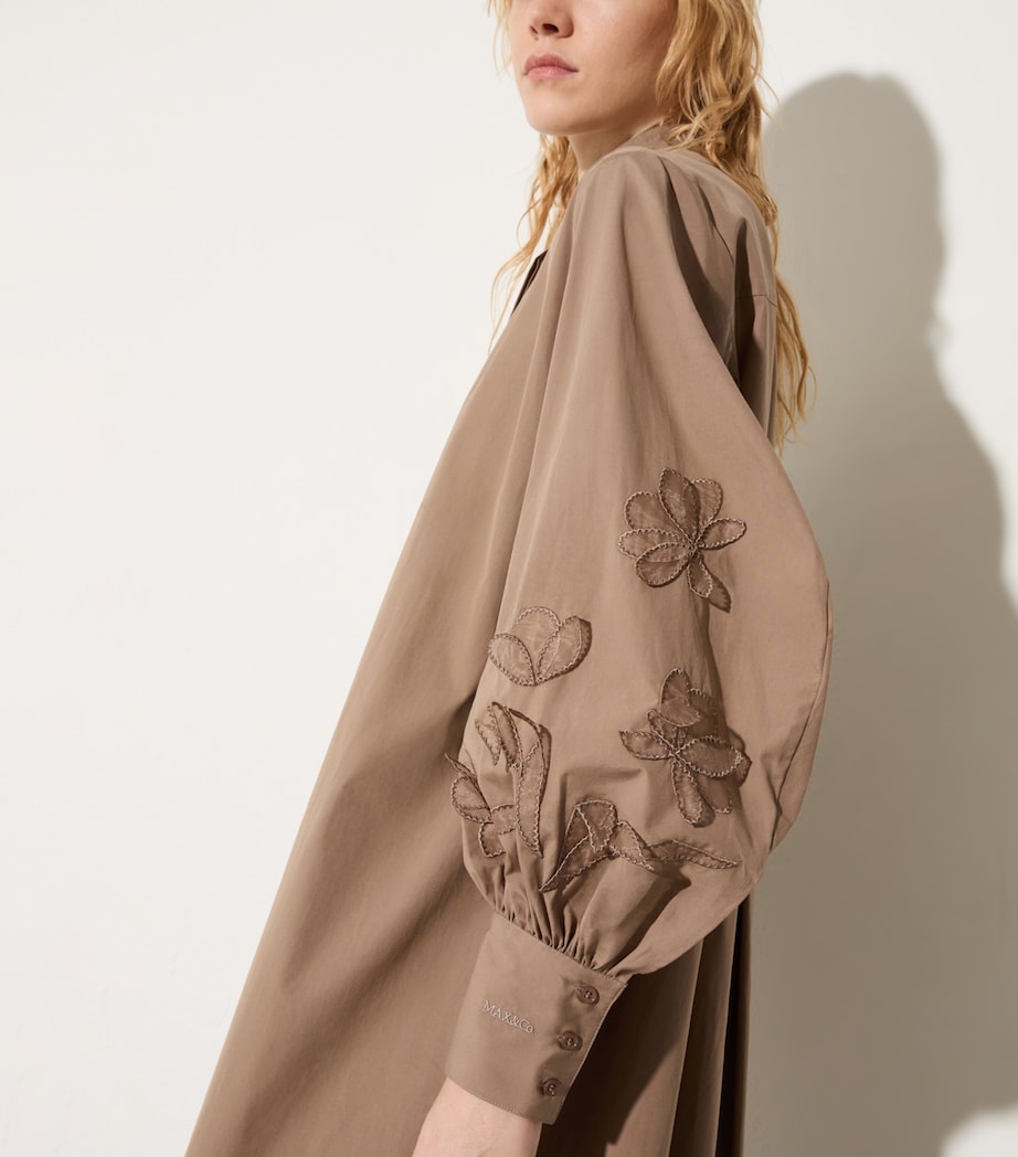 Cotton Appliqué Midi Dress COCOA Image 5