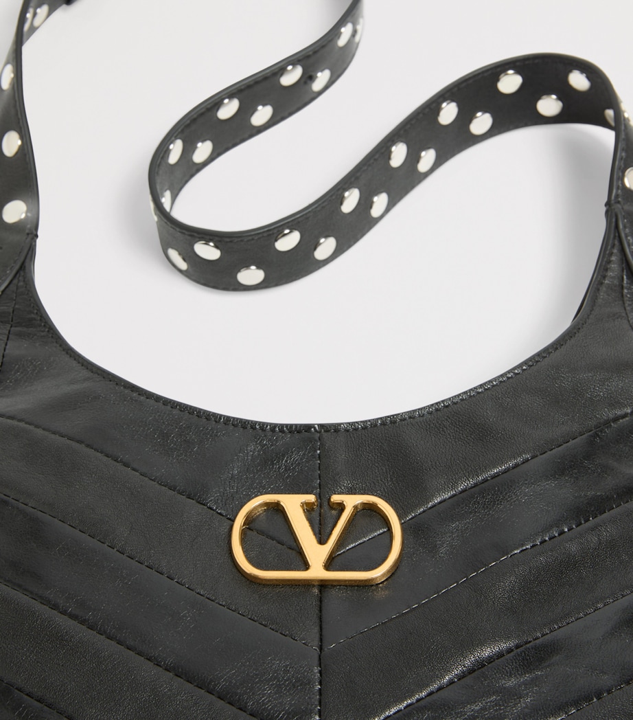 Valentino Garavani Womens Small Leather Hoboho Shoulder Bag Image 8