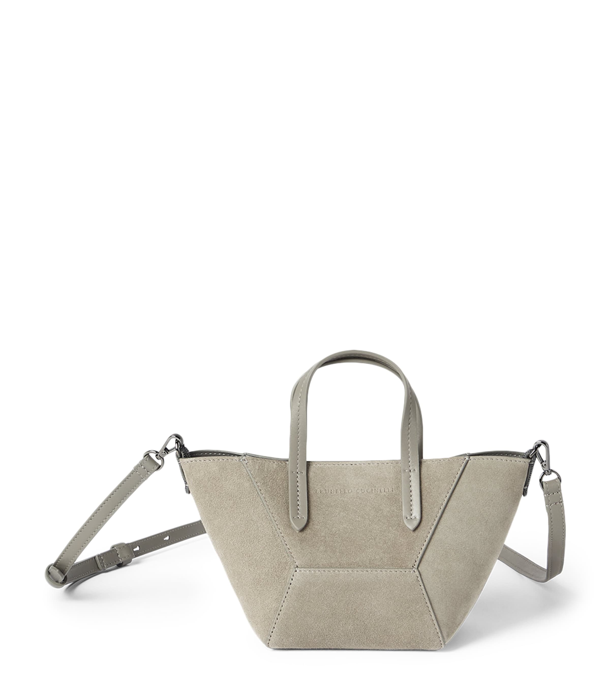 Brunello Cucinelli Mini Suede Bc Duo Tote Bag In Brown