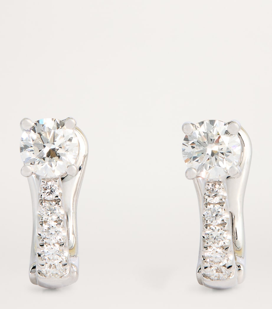 White Gold and Pavé Diamond Huggie Earrings WHITE GOLD Image 3
