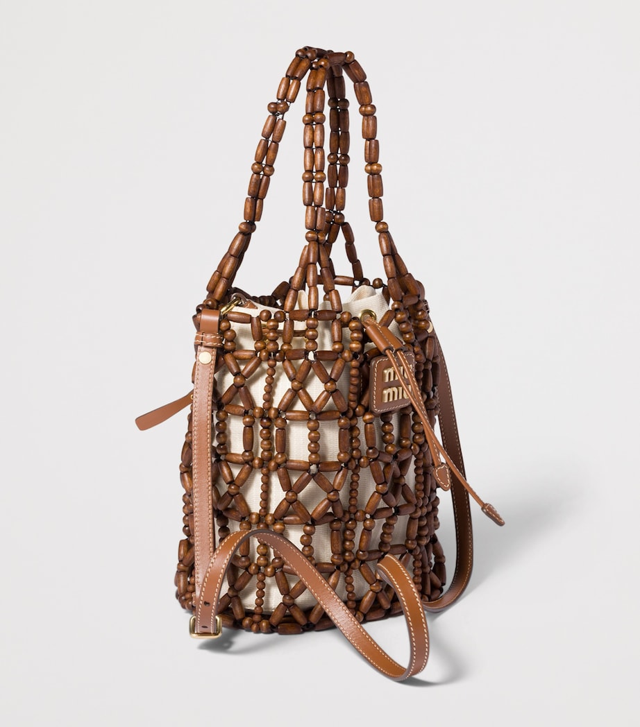 Miu Miu Beaded Mesh Bucket Bag Brown Image 2