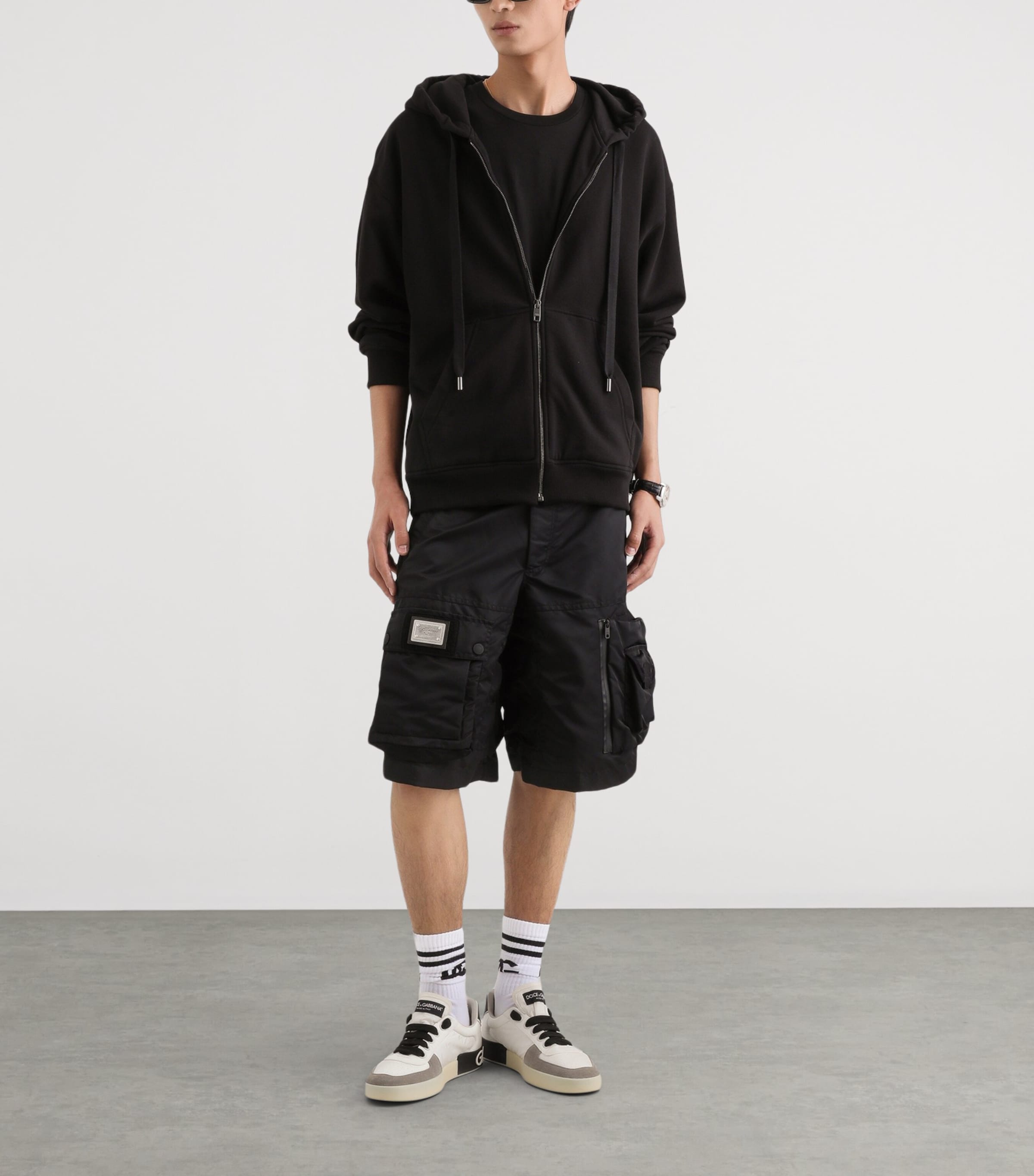 Dolce&Gabbana Mens Cotton Appliqué Hoodie Blac Image 2