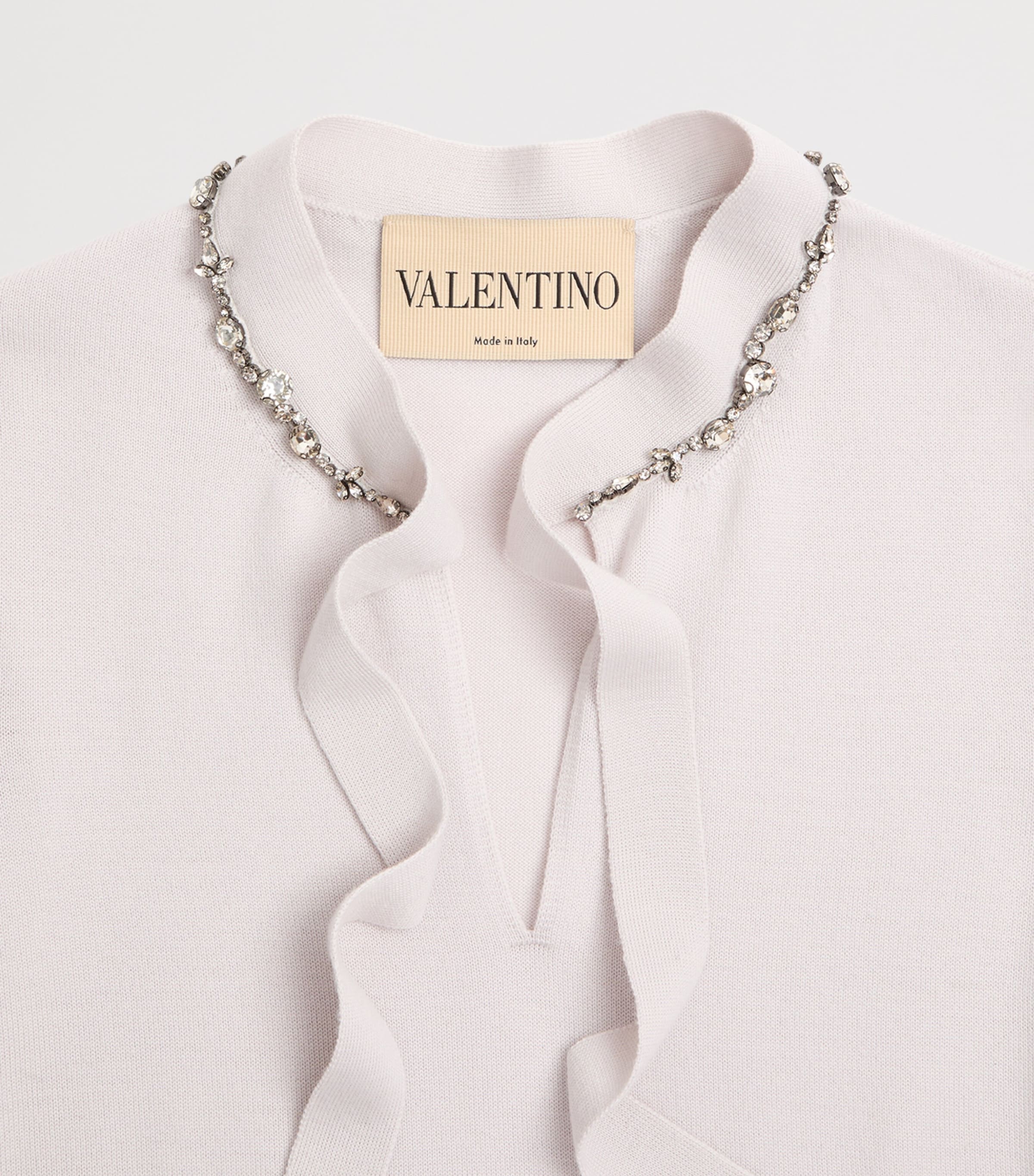 Valentino Womens Virgin Wool Embroidered T-Shirt Sweater Image 8