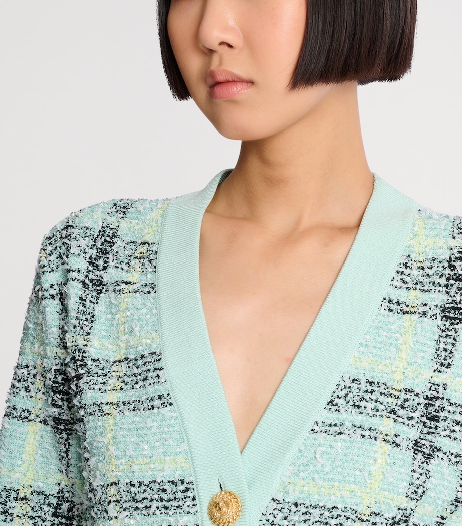 Tweed Sequin Cardigan ULM VERT/JAUNE/NOIR Image 6