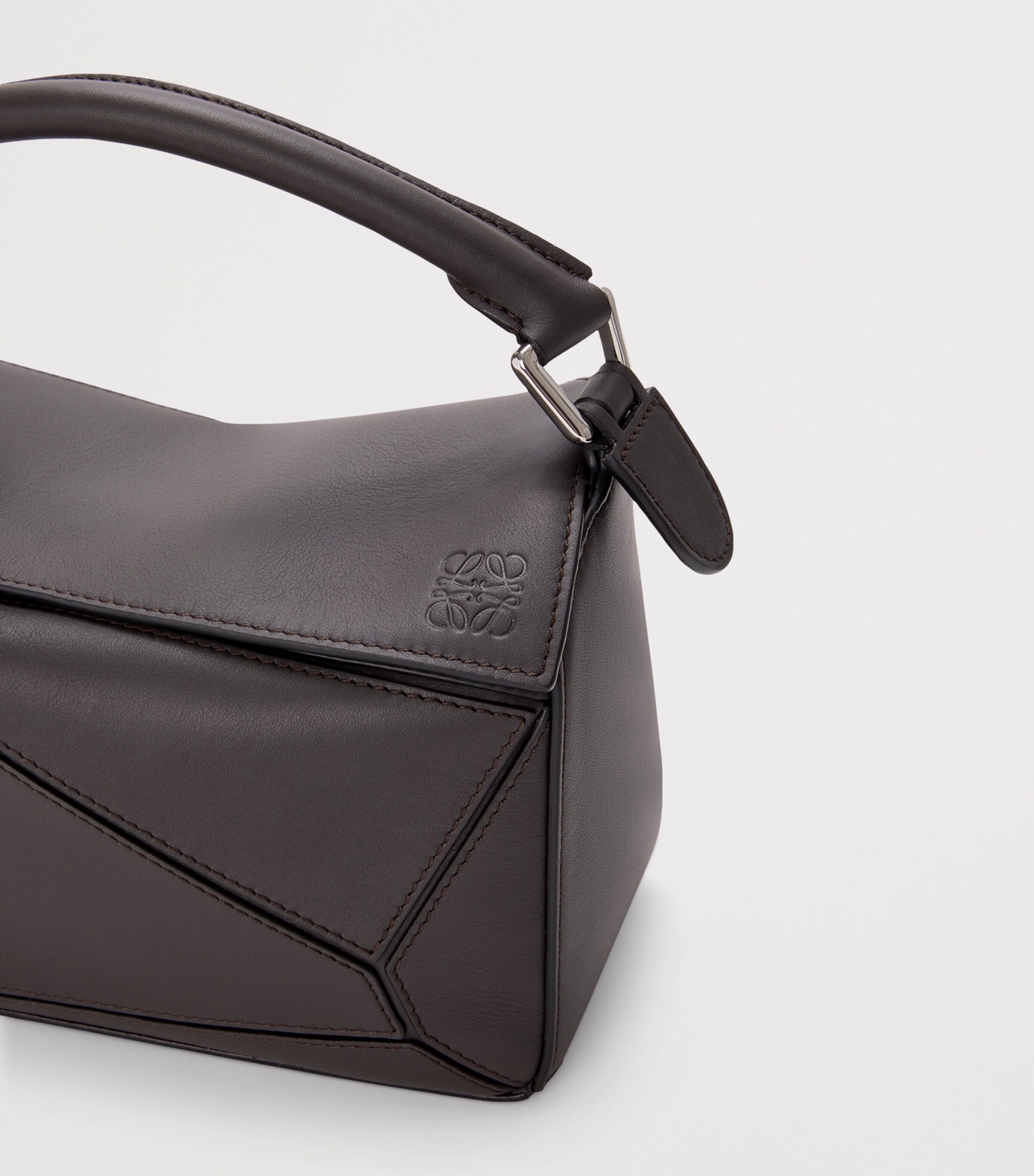 Leather Futurist Cat Puzzle Top-Handle Bag DARK TAUPE Image 7