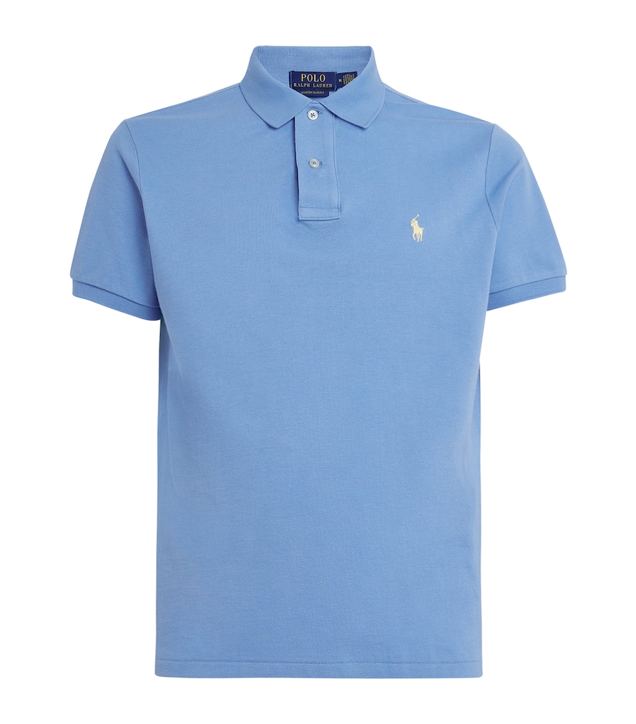 Polo Ralph Lauren Mens Cotton Mesh Custom-Fit Polo Shirt Bristol Blue Image 1