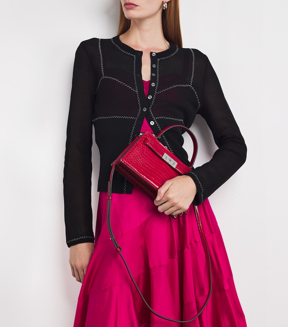 Mini Croc Leather Lee Radziwill Top-Handle Bag RED SKY 600 Image 2