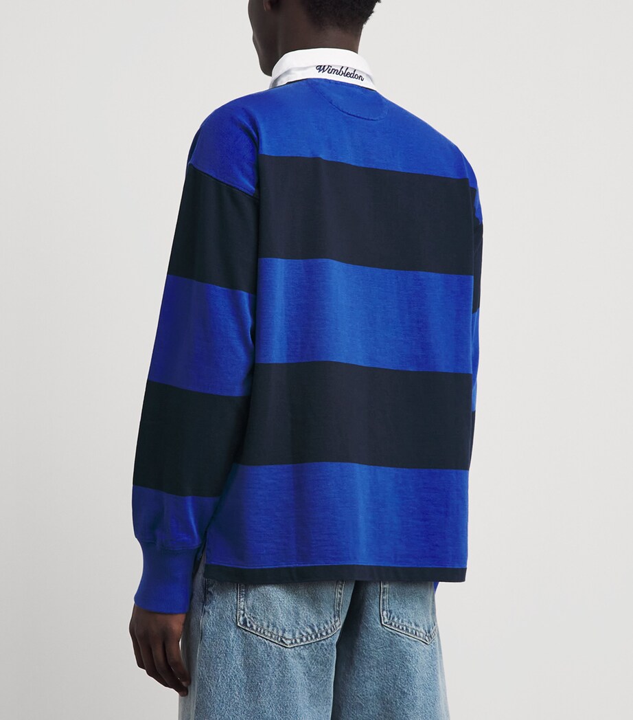 RLX Ralph Lauren Mens x Wimbledon Stripe Rugby Shirt Collegt Blu/refnd Nv Image 5