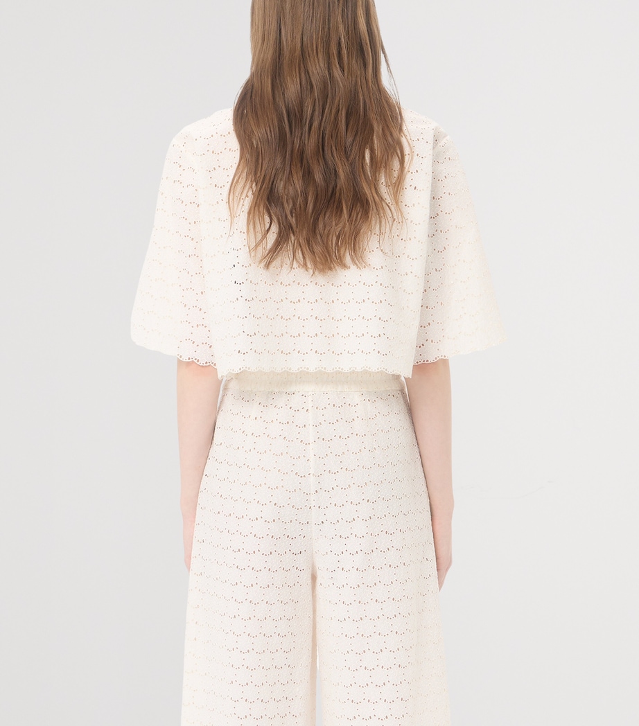 Valentino Womens Cropped Broderie Anglaise Shirt Cbg Image 5