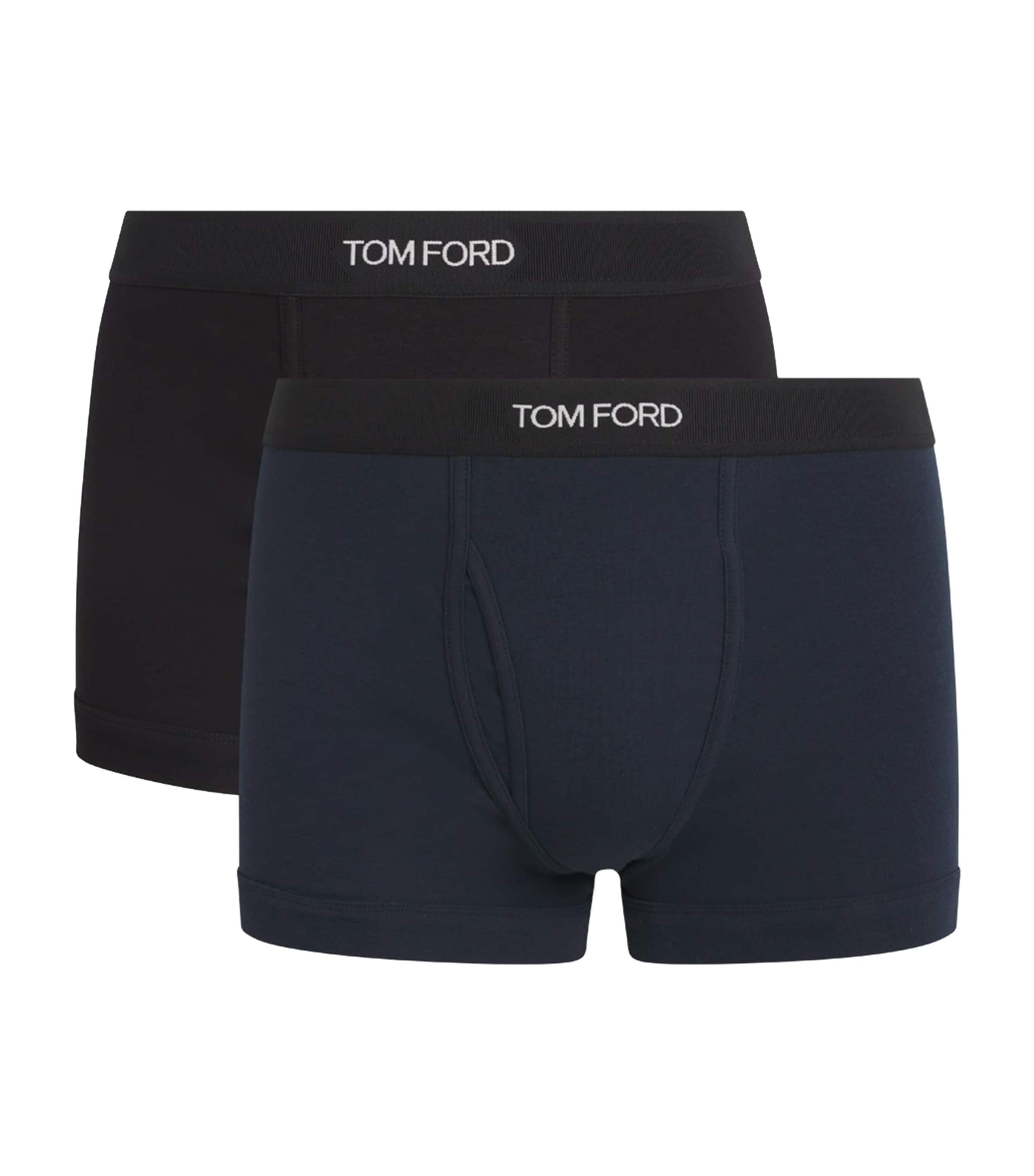 TOM FORD Mens Stretch-Cotton Boxer Briefs (Pack of 2) Black / Navy Image 1