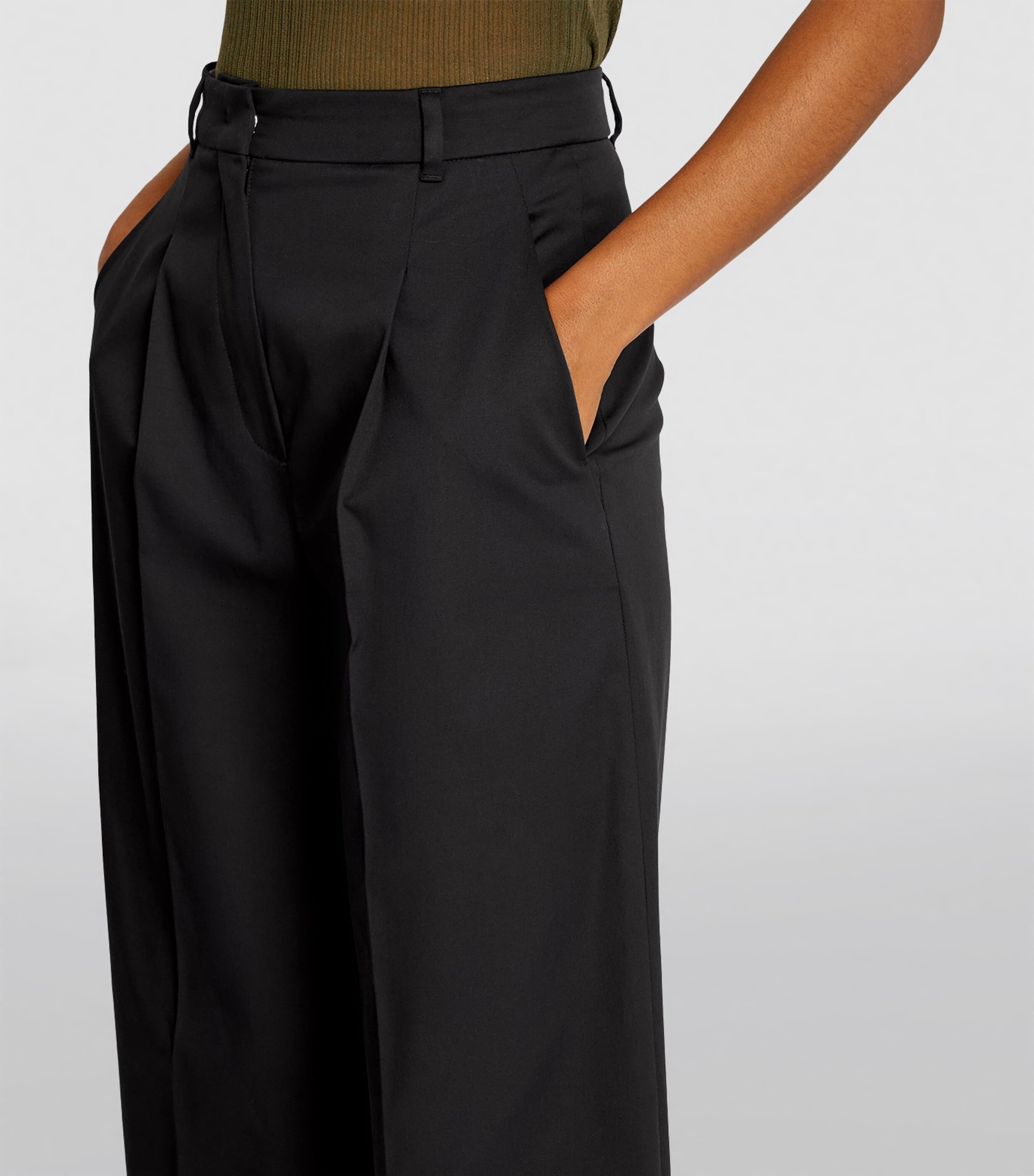Max Mara Womens Cropped Wide-Leg Trousers Black Image 6