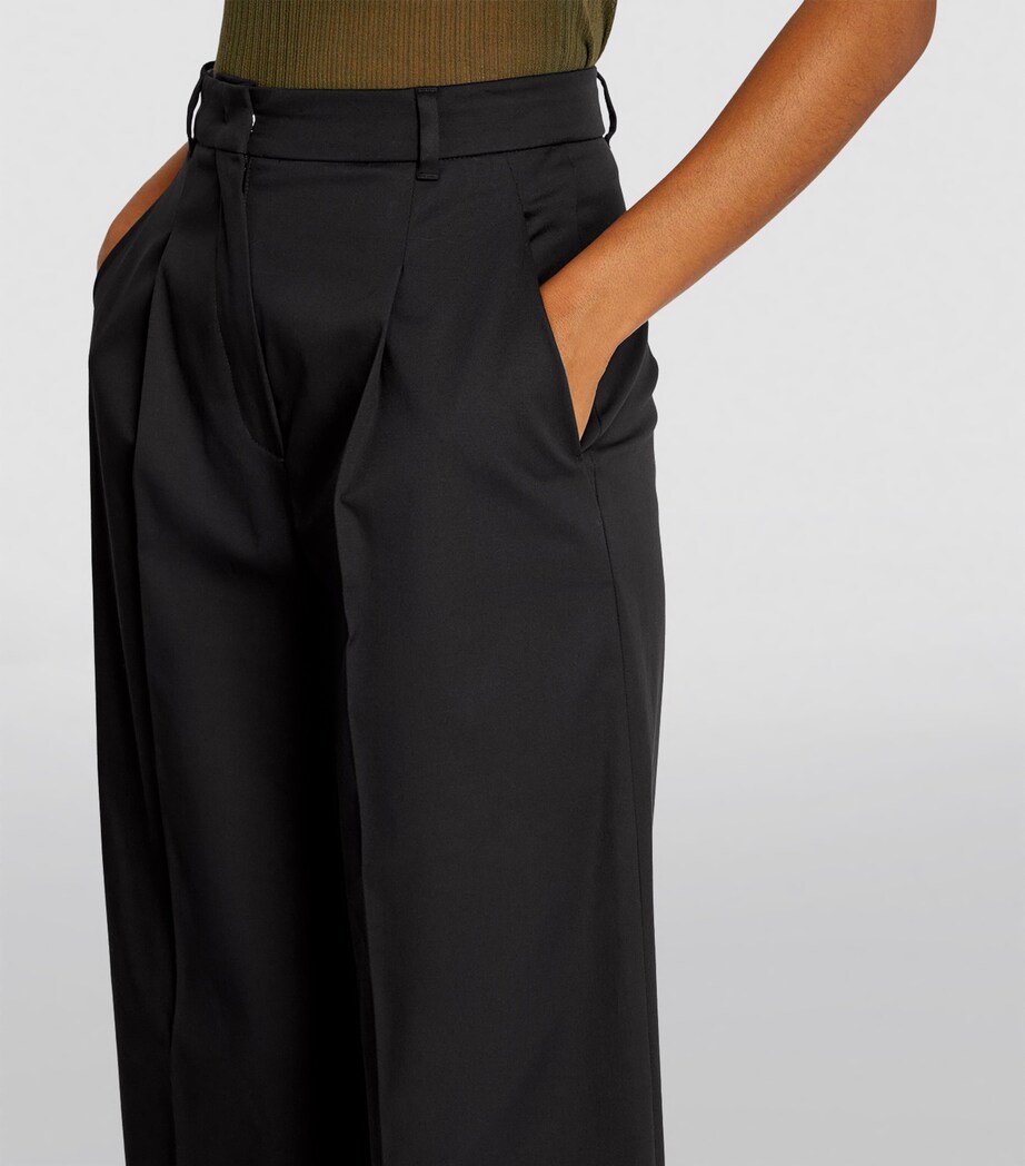 Max Mara Womens Cropped Wide-Leg Trousers Black Image 6