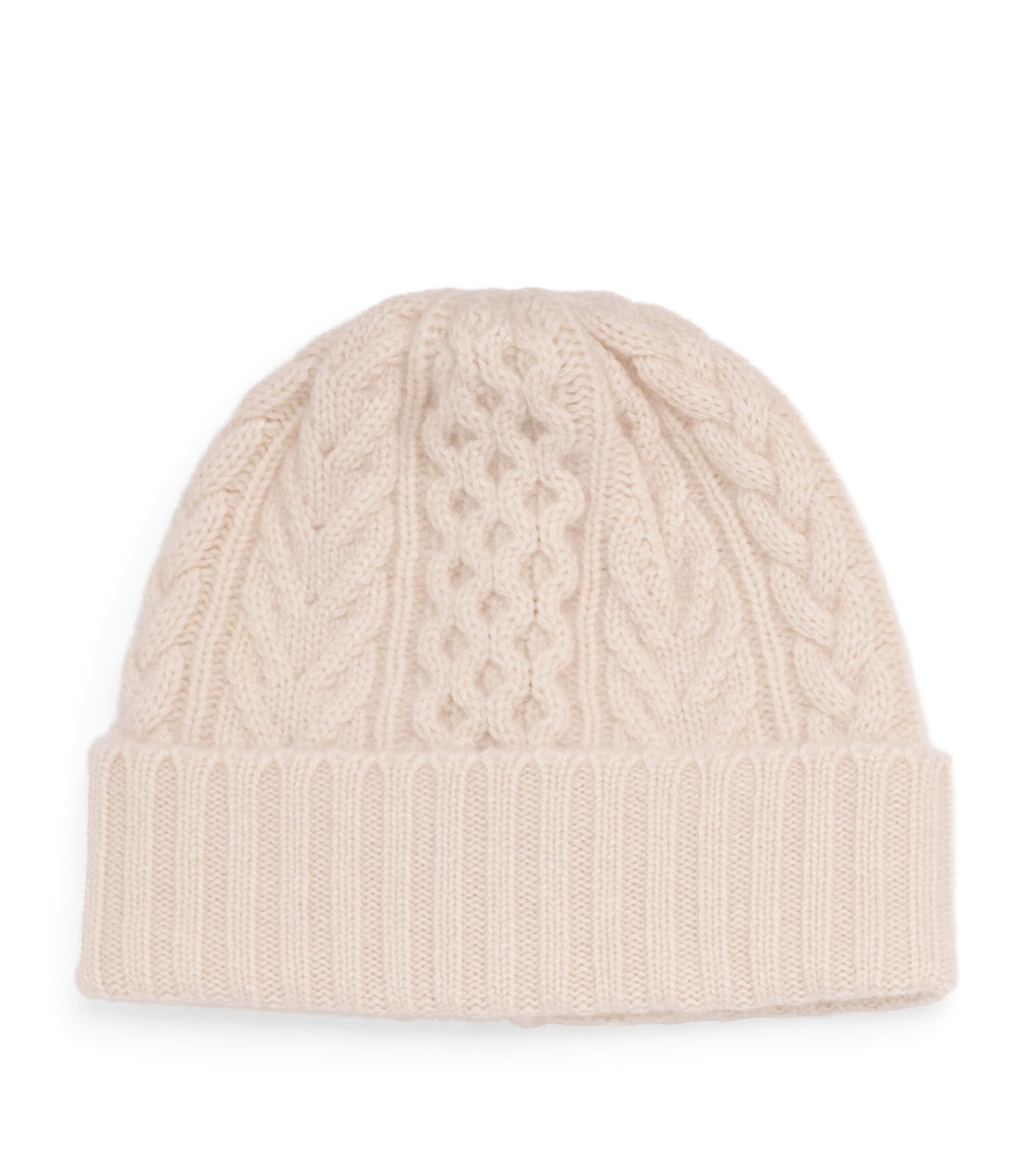 Shop Johnstons Of Elgin Cashmere Cable Knit Beanie In Ivory