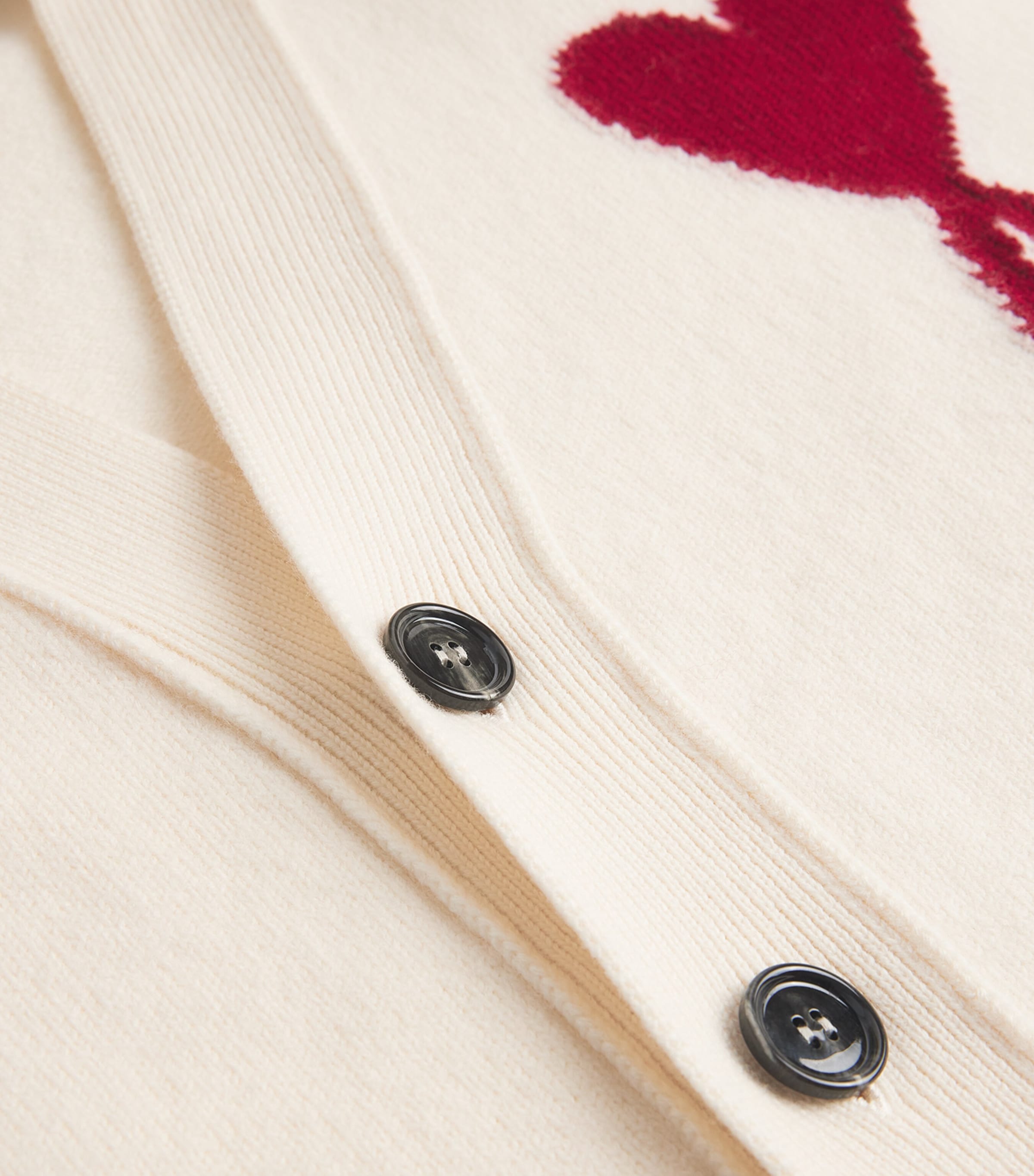 AMI Paris Mens Virgin Wool Ami de Coeur Cardigan Ecru/rouge Image 5