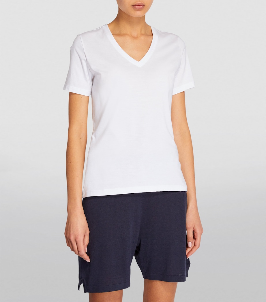 Falke Womens Pima Cotton V-Neck T-Shirt White Image 3