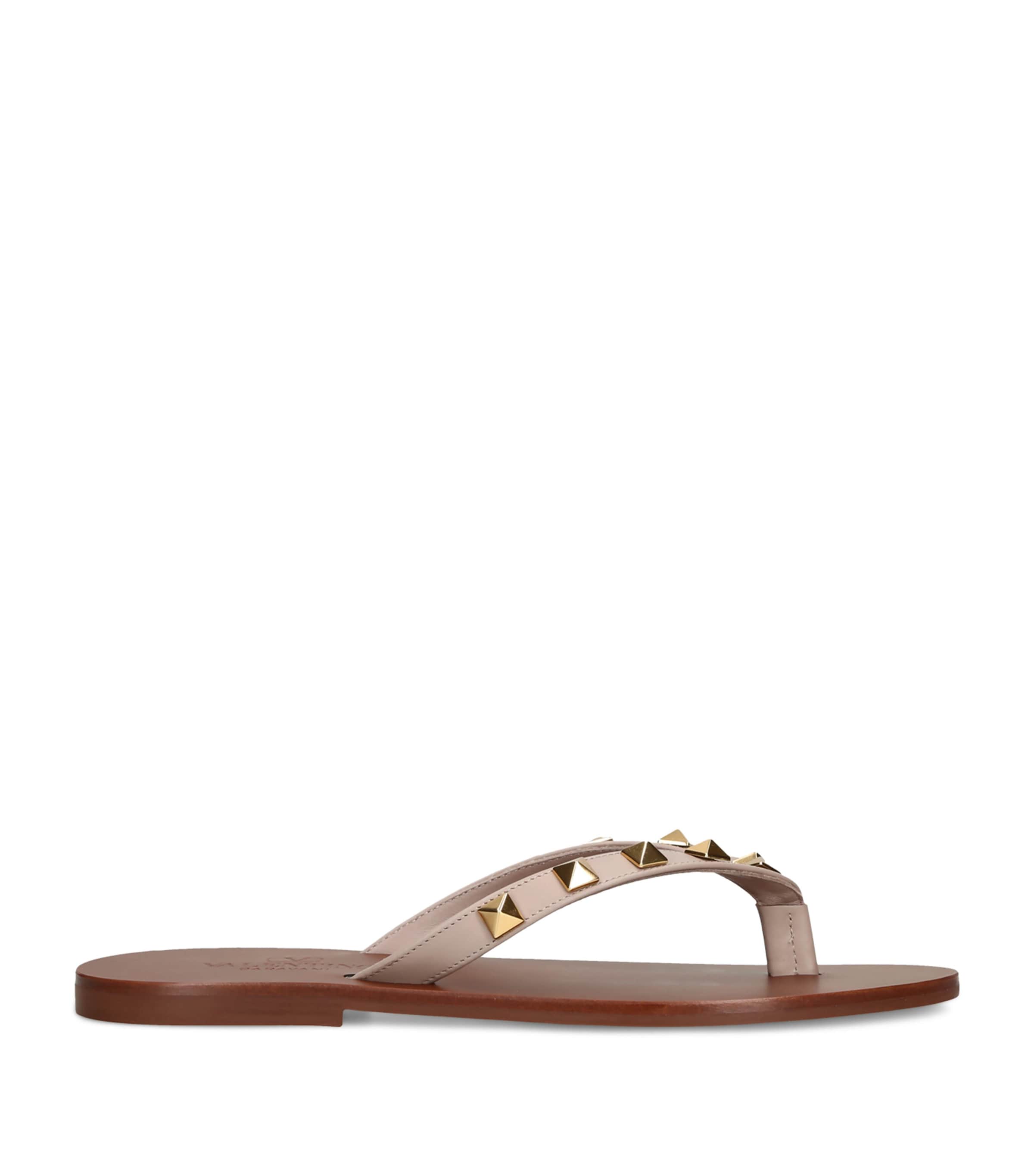 Valentino Garavani Leather Rockstud Flip Flops Blush Image 1
