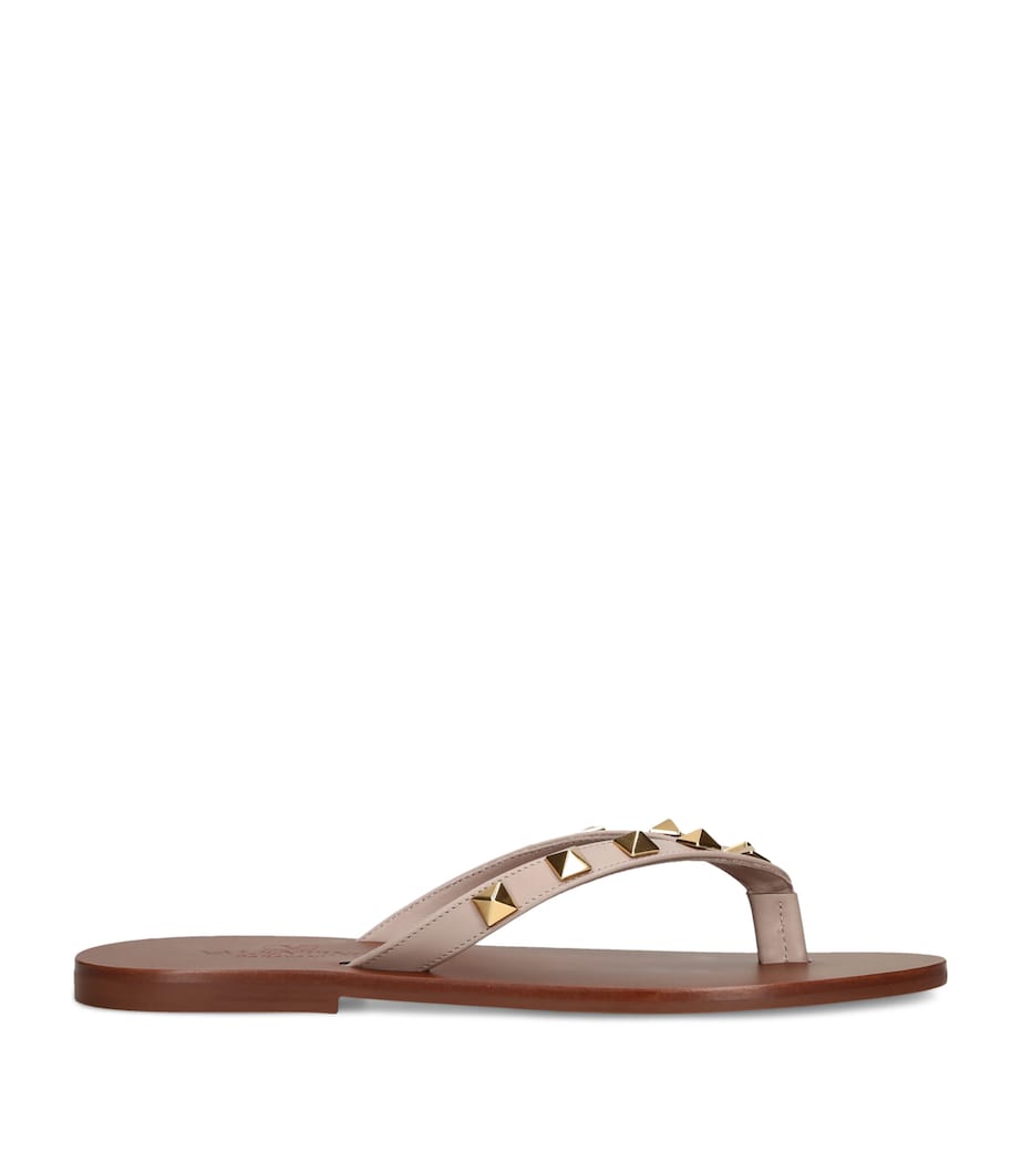 Valentino Garavani Leather Rockstud Flip Flops Blush Image 1
