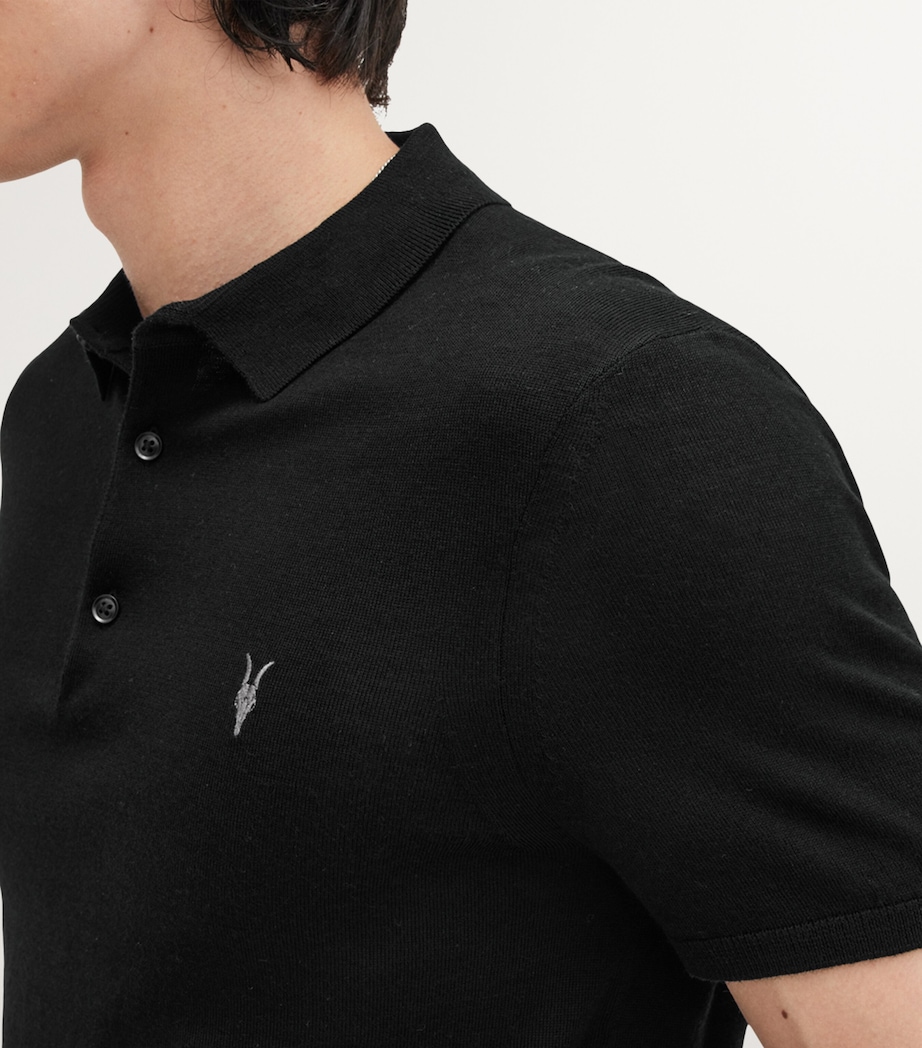 Merino Wool Mode Polo Shirt BLACK Image 7