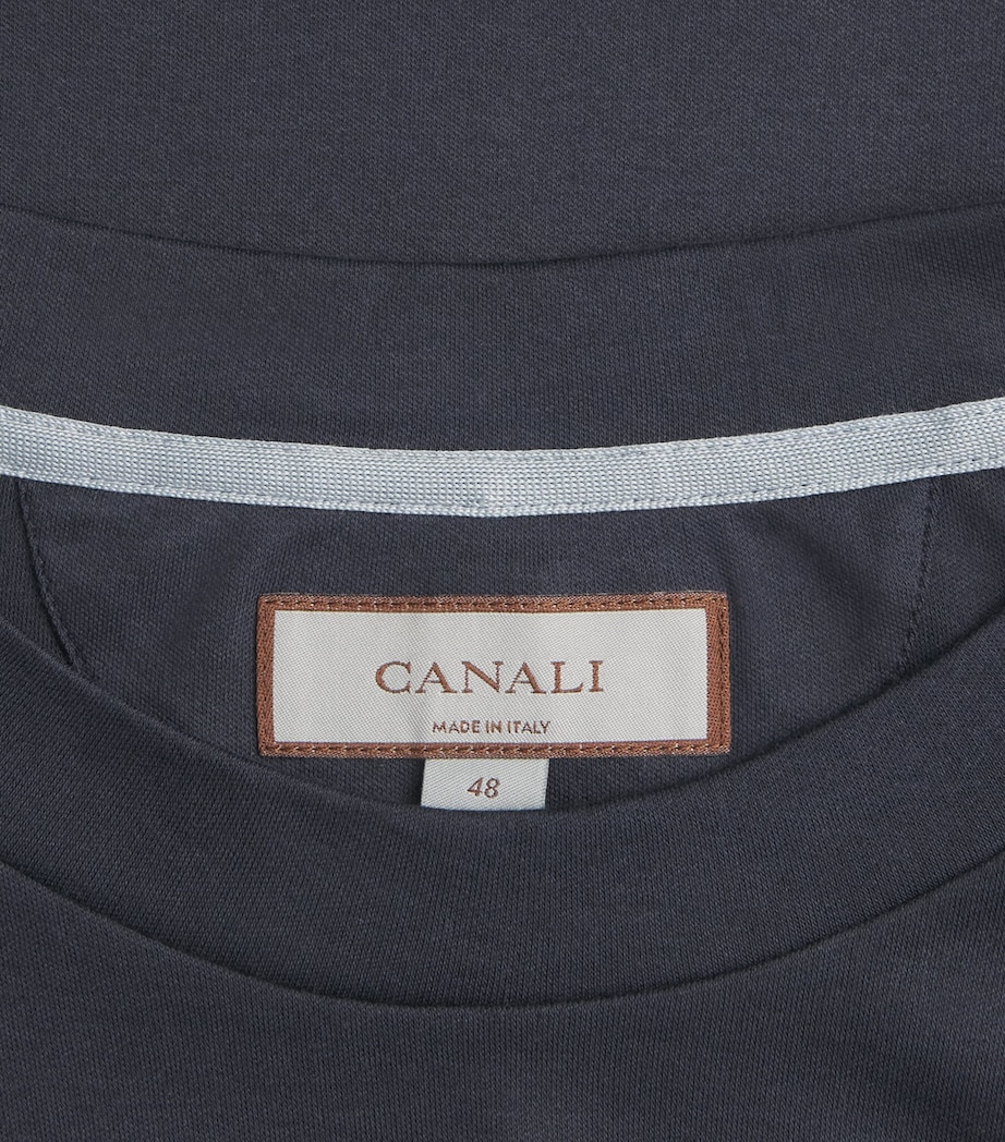 Canali Mens Cotton T-Shirt Navy Image 6