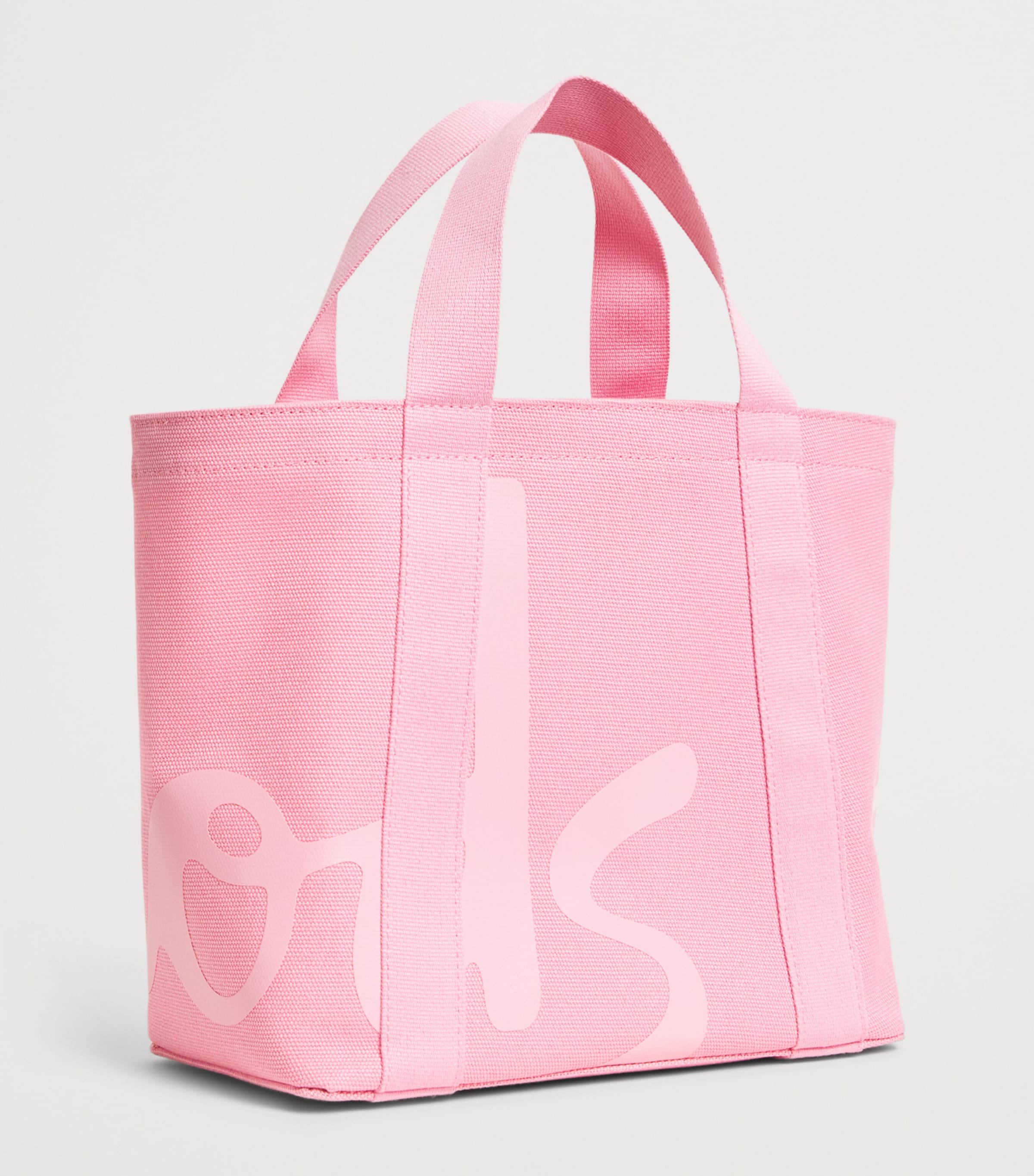 Harrods Small Cotton Logo Tote Bag Pink Image 3