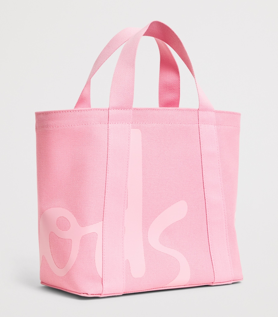 Harrods Small Cotton Logo Tote Bag Pink Image 3