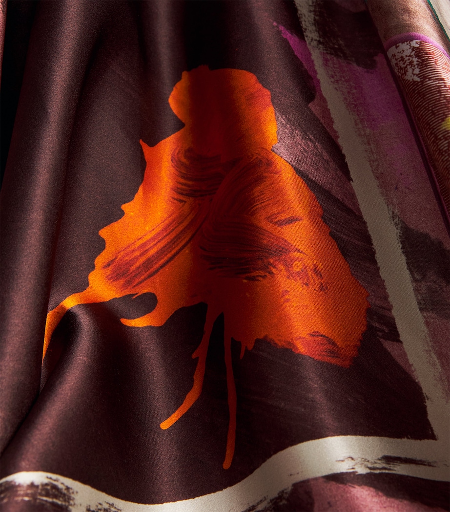 Silk Printed Lette Midi Dress LILAS PICTORIAL PRNT Image 5