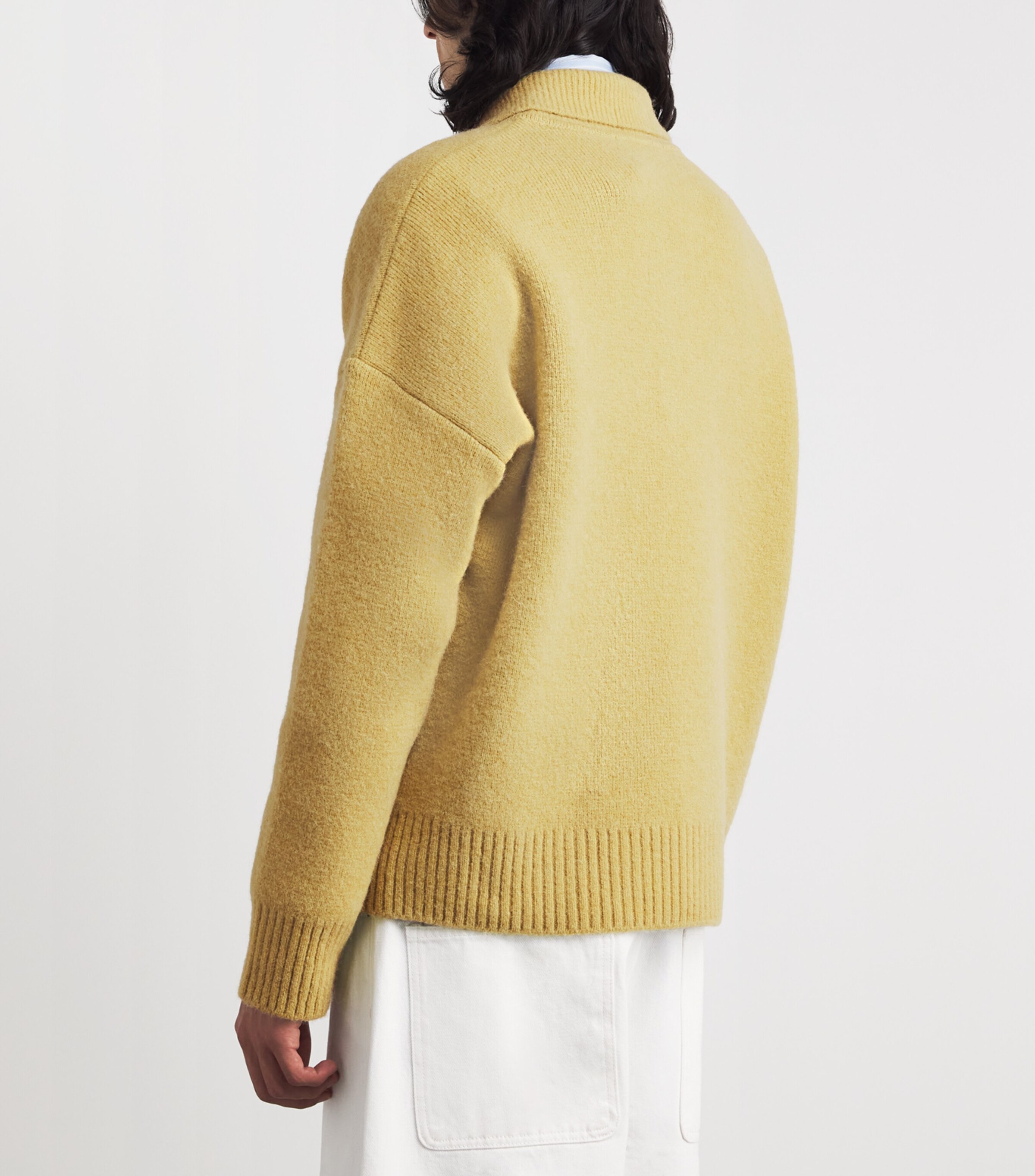 AMI Paris Mens Alpaca-Blend Ami de Coeur Polo Sweater Anis/ecru Image 5