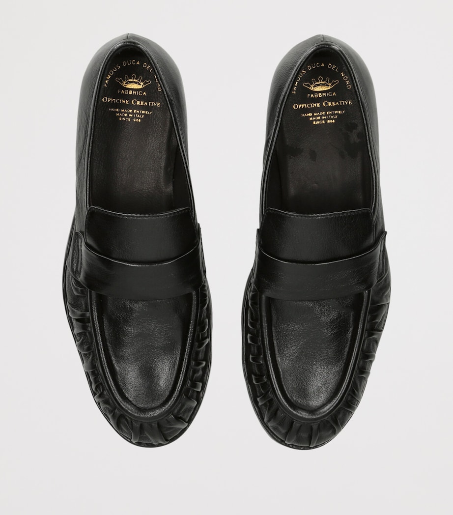 Officine Creative Leather Solitude Penny Loafers Black Image 3