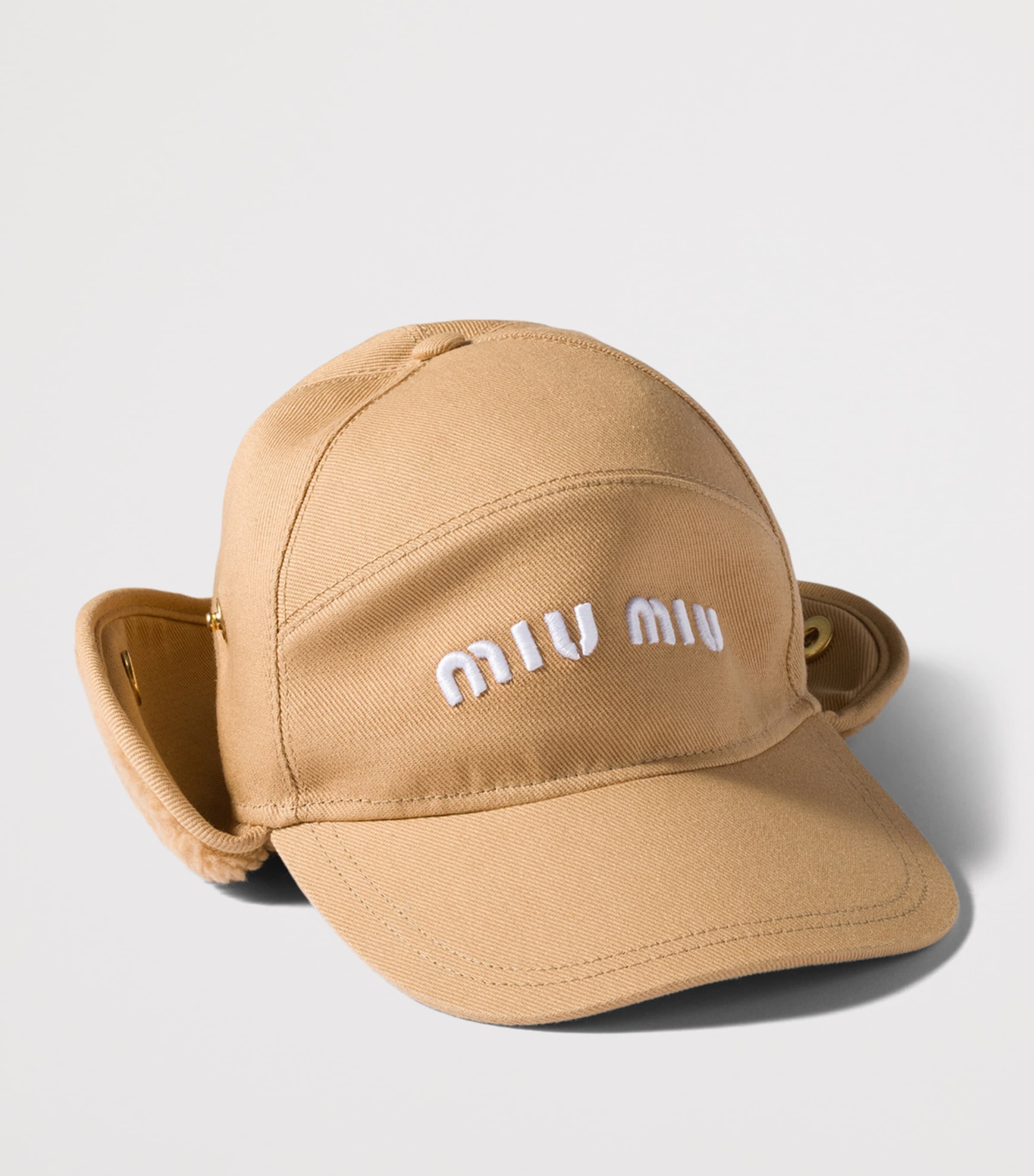 Miu Miu Womens Cotton and Fleece Baseball Cap Image 3