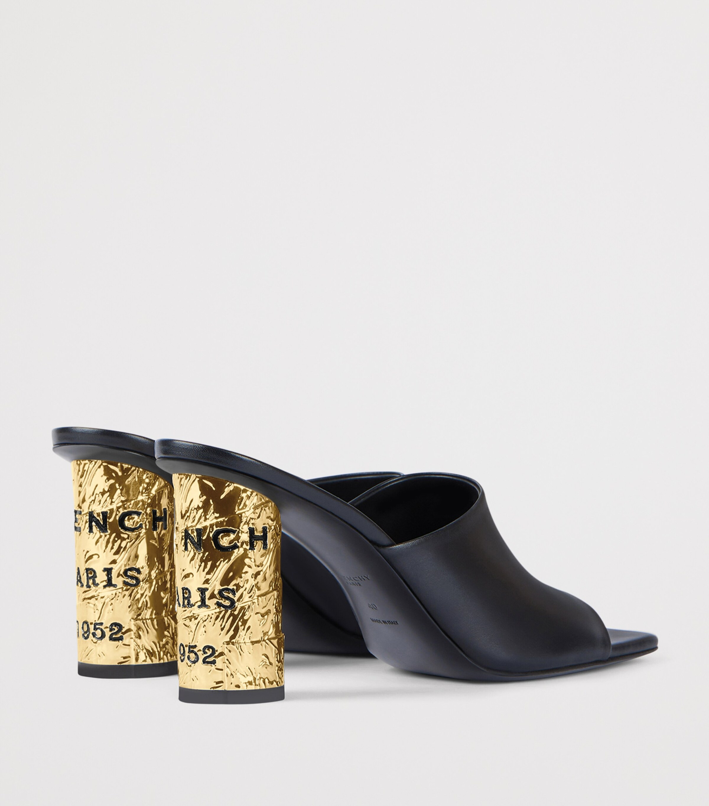 Leather Tape Heeled Mules 85 BLACK Image 5