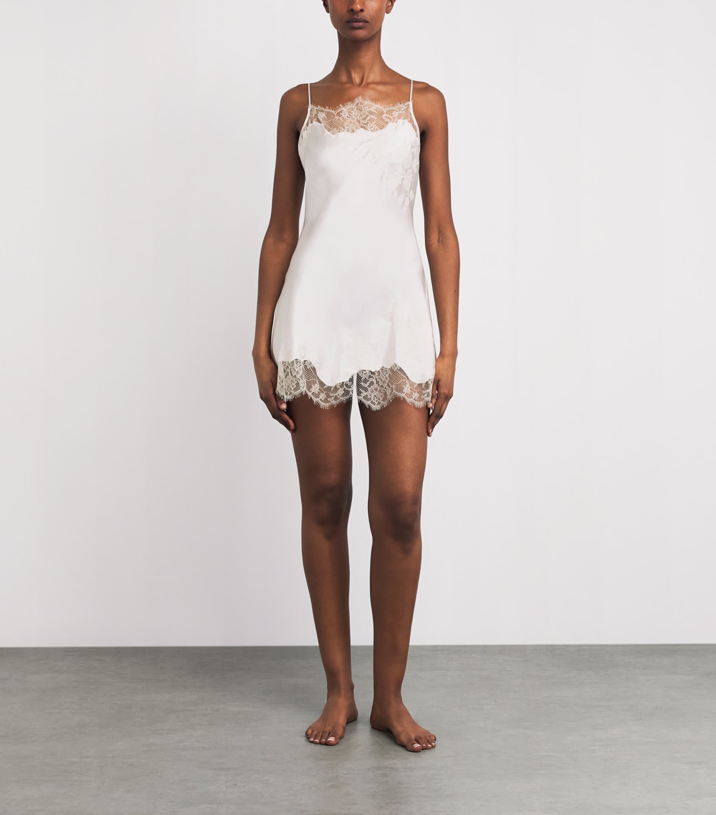 Carine Gilson Womens Silk-Lace Louise Slip Dress Nacre / Nacre Image 2