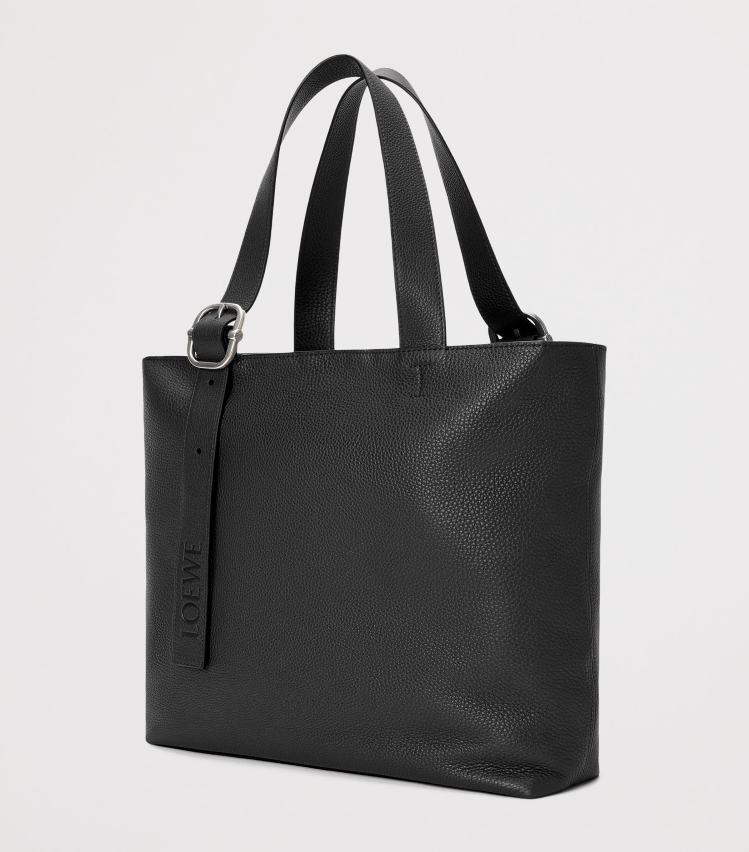 Grained Calfskin Loop Tote Bag BLACK Image 3