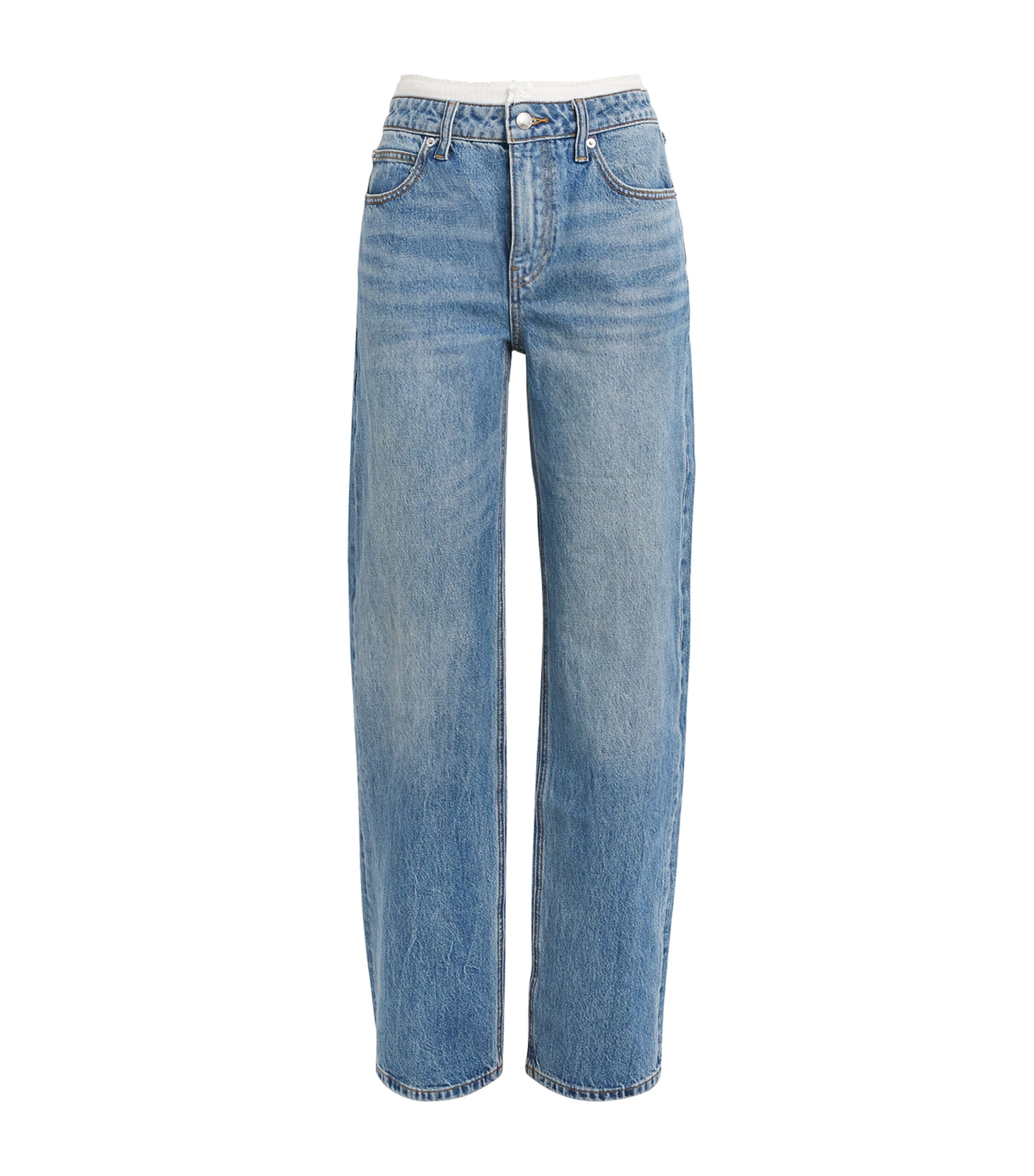 Shop Alexander Wang Faded Undie Straight Jeans In Blue